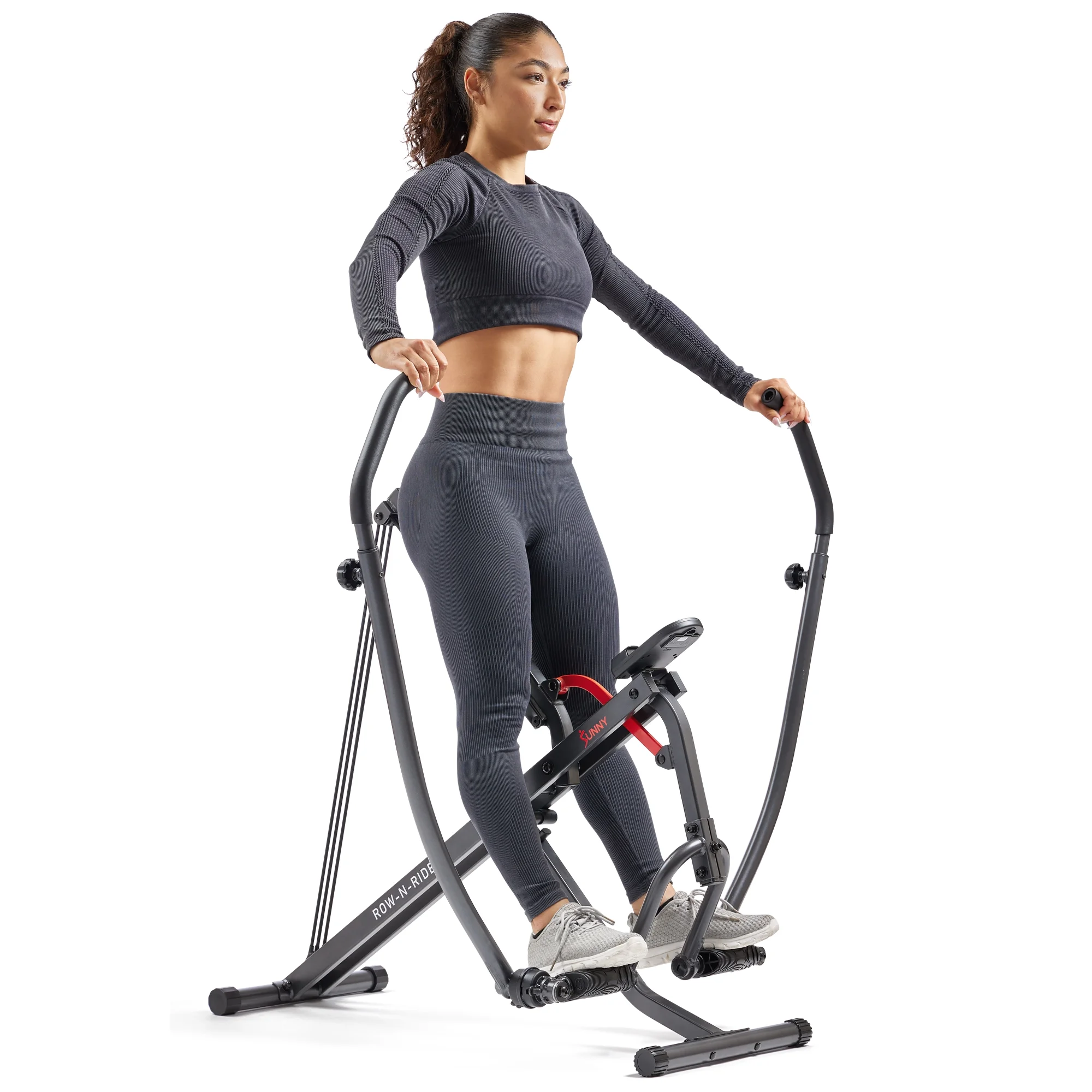 Sunny Health & Fitness Smart Upright Row-N-Ride Exerciser, Squat Assist Trainer for Glutes Workout with Adjustable Resistance, Easy Setup & Foldable, Glute & Leg Exercise Machine- NO. 077SMART - Womvr