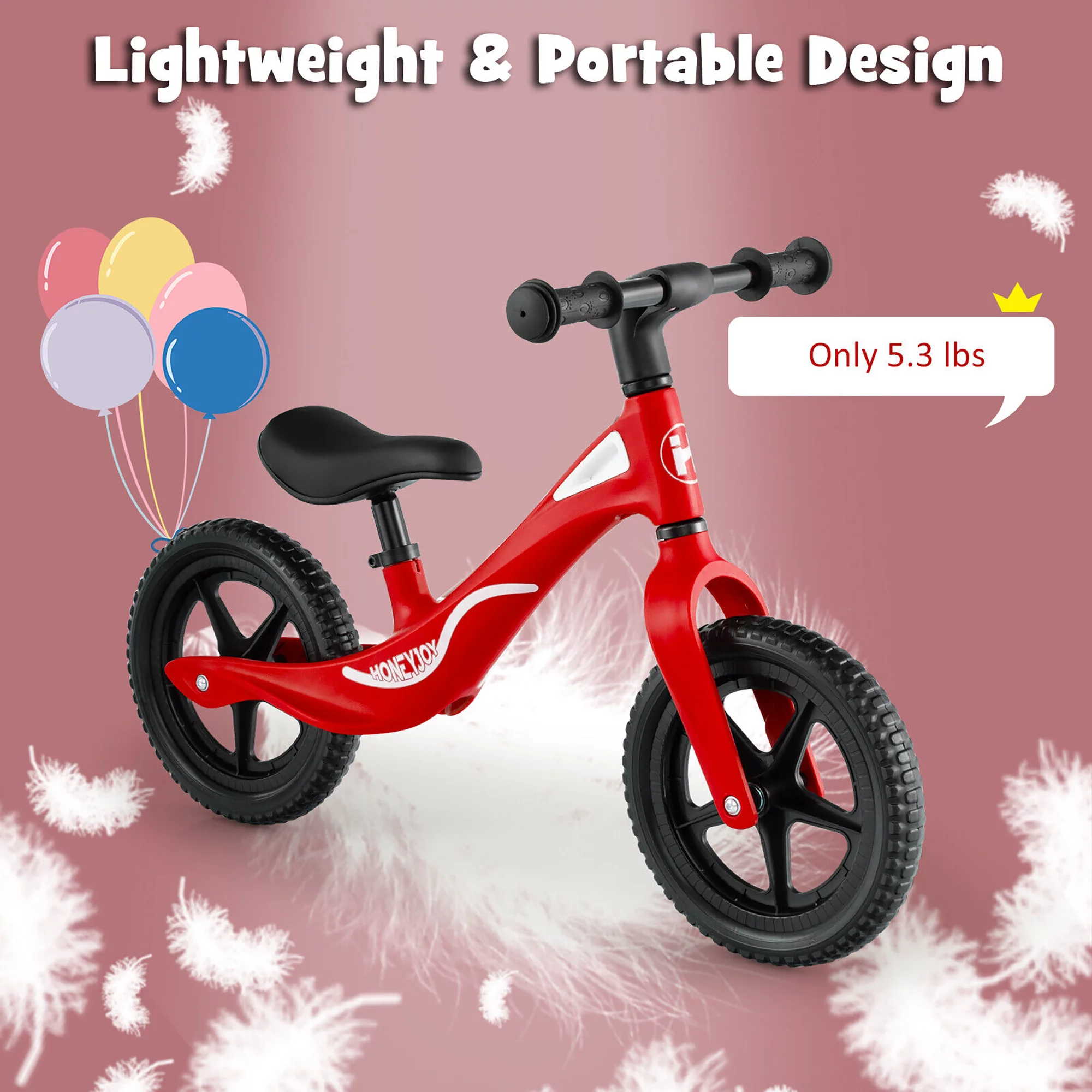 Gymax Kids Balance Bike Lightweight Toddler Bicycle with Rotatable Handlebar Red - Womvr