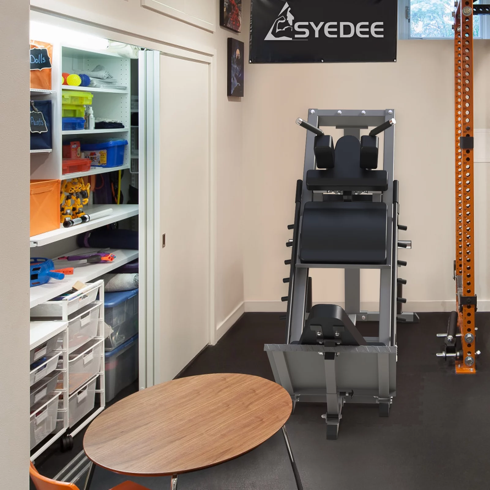 syedee Leg Press Hack Squat Machine, Leg Exercise Machine with Linear Bearing, Lower Body Special with Weight Storage for Quads, Hamstring, Glutes, Calves, Heavy Duty Home Gym Leg Day Equipment(Red) - Womvr