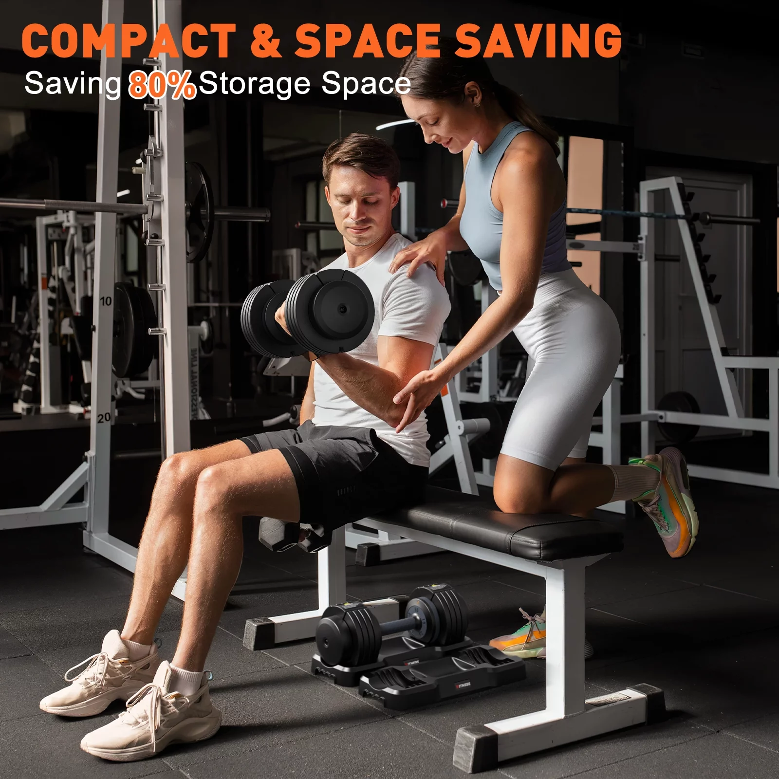 GIKPAL 110lb(505lb*2) Adjustable Dumbbells, 5-50lbs Dumbells Adjustable Free Weights Plates with Tray for Workout Strength Training Fitness Women / Men,Pair, Black - Womvr