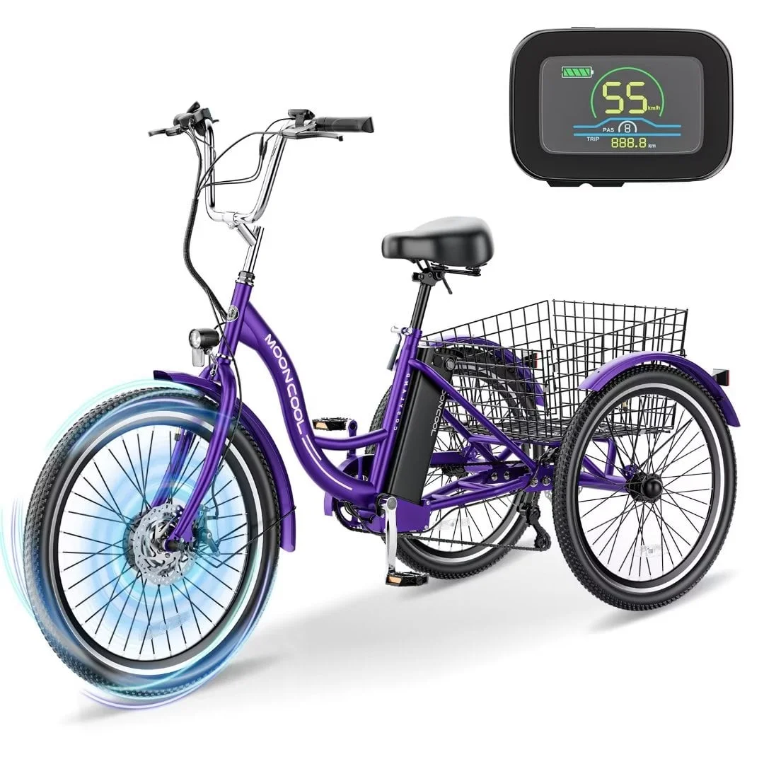 Docred 3 Wheel Electric Bike, 15.5 mph 500W Electric Tricycles for Adult .36V 7 Speeds Electric Trike,24In - Womvr