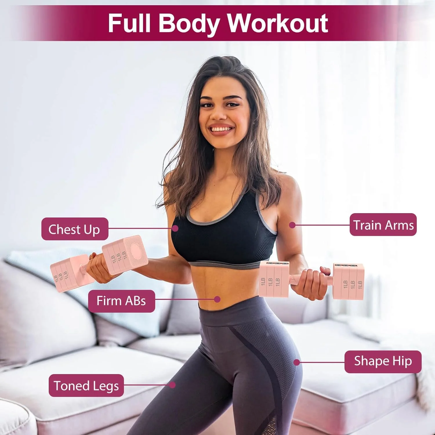 Adjustable Dumbbells Set of 2, Hand Weights Sets with 5 Levels 3lb, 5lb, 7lb, 9lb, 11lb, Adjustable Weight Dumbbells for Women/Men Home Gym Full Body Workout - Womvr