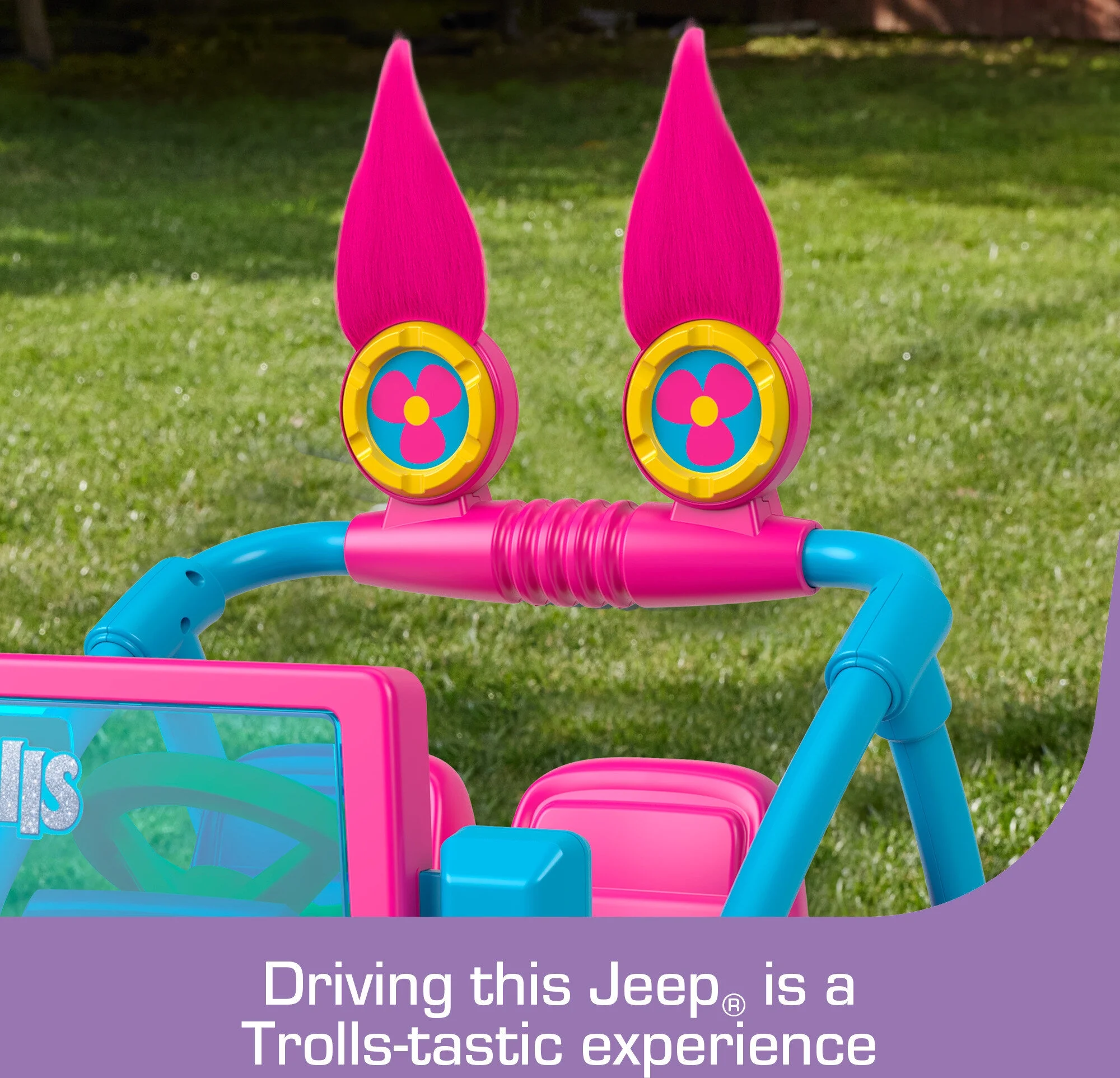 Power Wheels Trolls Band Together Jeep Wrangler Ride-On Toy Vehicle With Sounds - Womvr