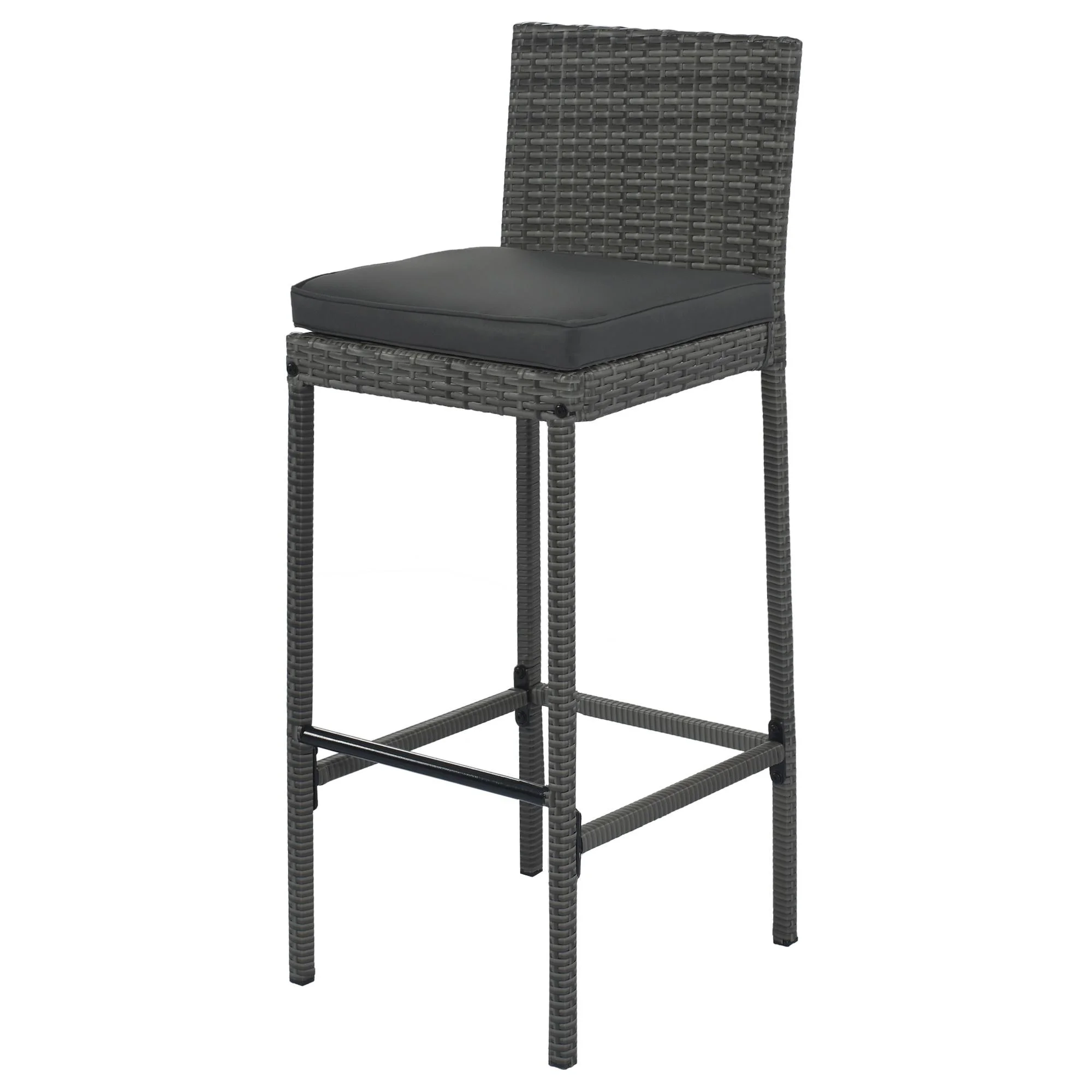 SESSLIFE 5 Piece Outdoor Rattan Dining Set with Storage Shelf, Patio Bar Table and 4 Stools Set, Modern Gray Wicker Outdoor Furniture Sets - Womvr