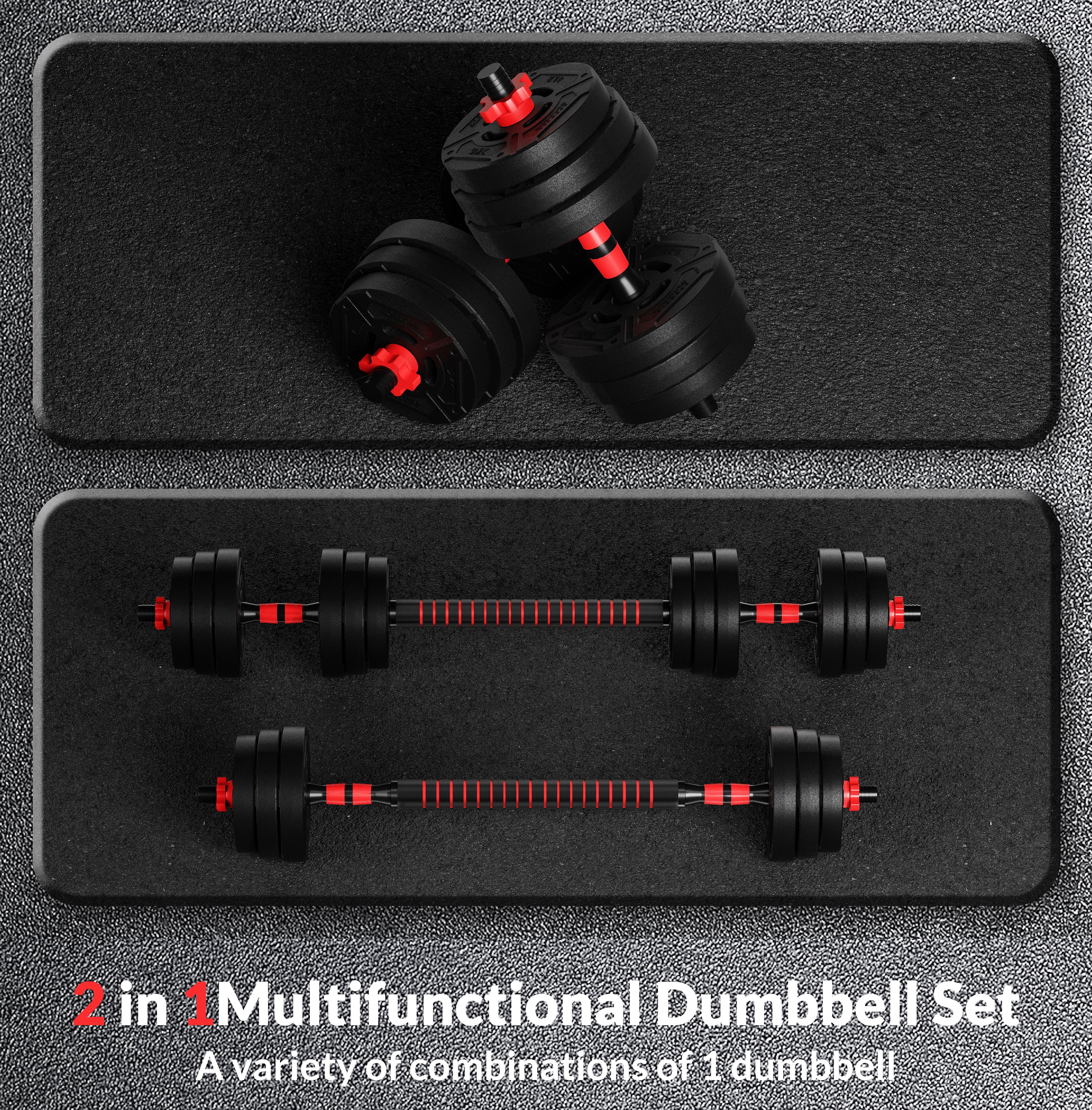 BalanceFrom 60LB 4-in-1 Portable Changeable Dumbbell, Barbell, and Kettlebell Set with Adjustable Weights - Womvr