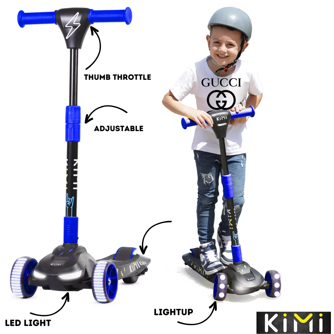 Kimi Kids 3-Wheel Electric Scooter, Ages 2-9, 5Mph, Lights, 10 Miles Range - Womvr
