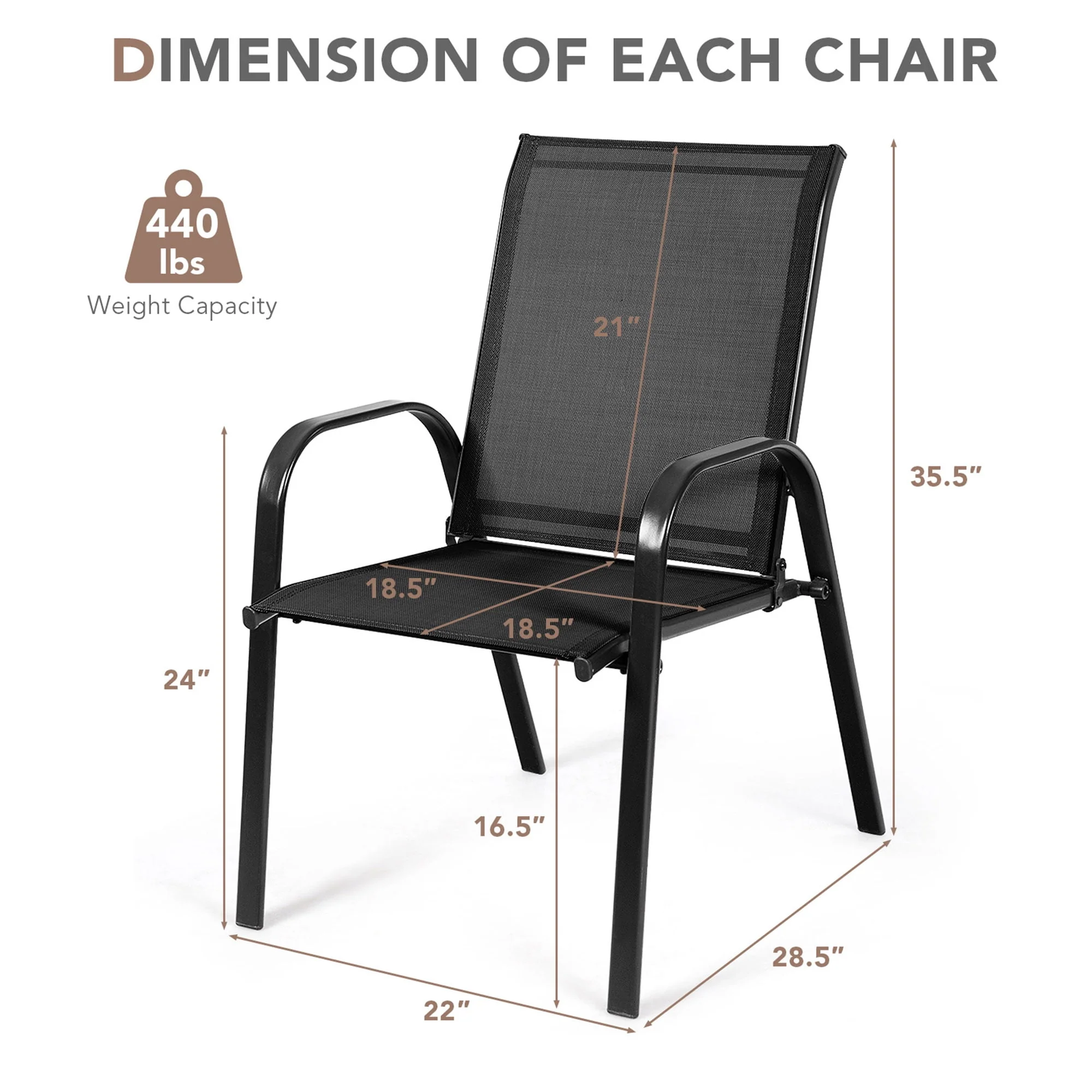 Gymax Set of 2 Patio Chairs Dining Chairs w/ Steel Frame Yard Outdoor Grey - Womvr