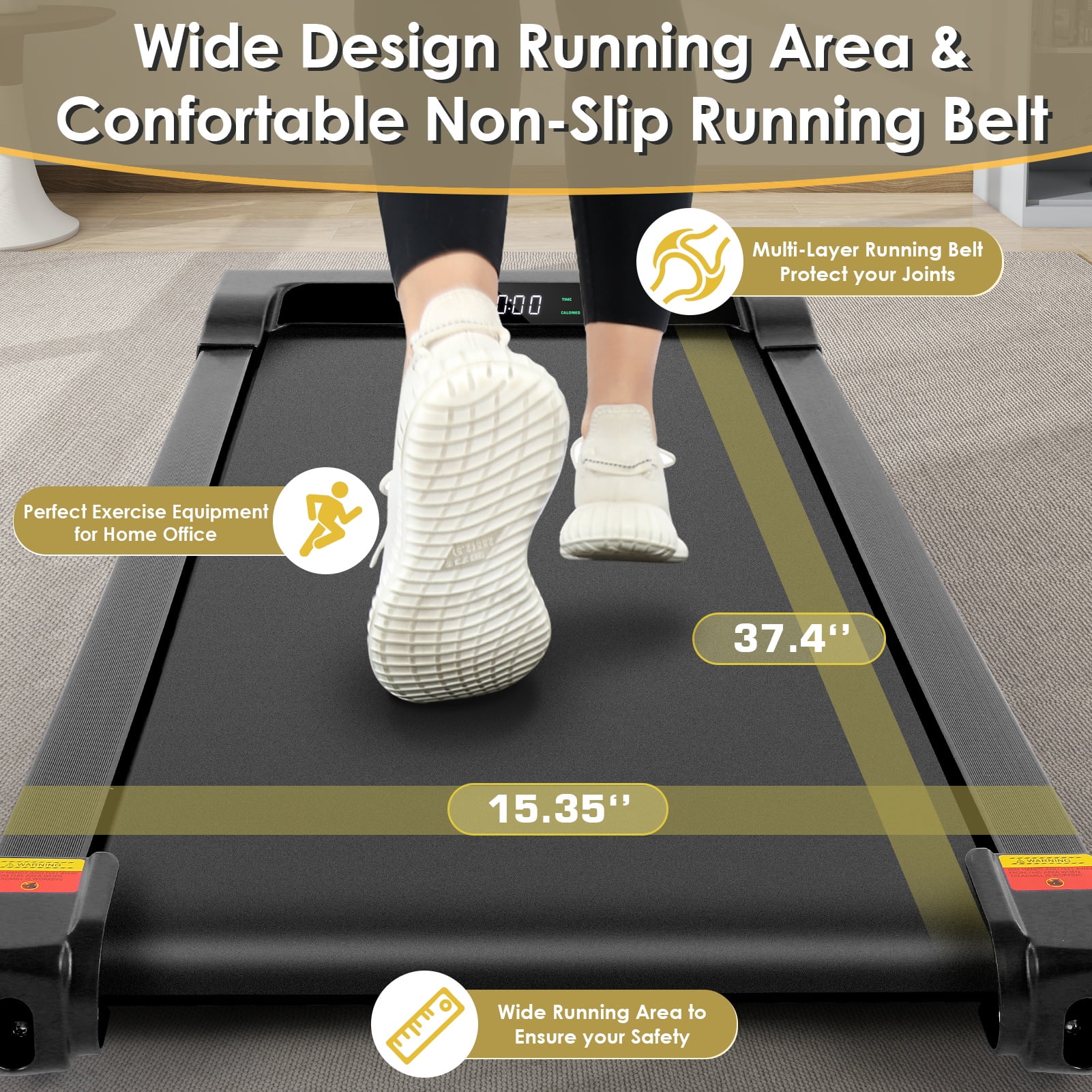 Tikmboex 2.5HP Under Desk Treadmill with LED Display Wireless Remote Control .Quiet & Compact Walking Pad for Home Office - Womvr