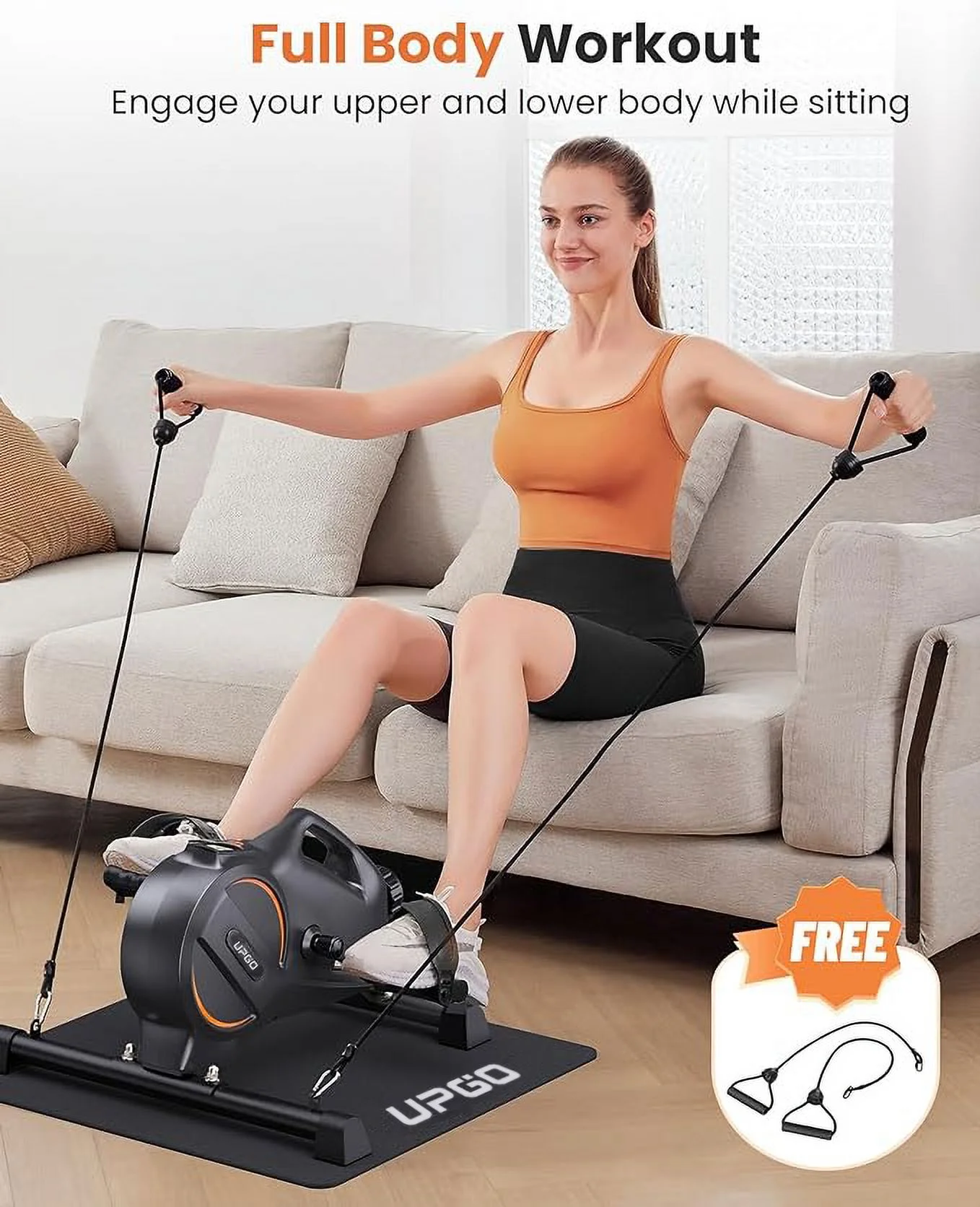 UPGO Magnetic Under Desk Bike Pedal Exerciser - Portable Mini Trainer Bikes Desk Cycle, Leg Exerciser for Physical Therapy & Desk Exercise with LCD Display and 350lbs Capacity - Womvr