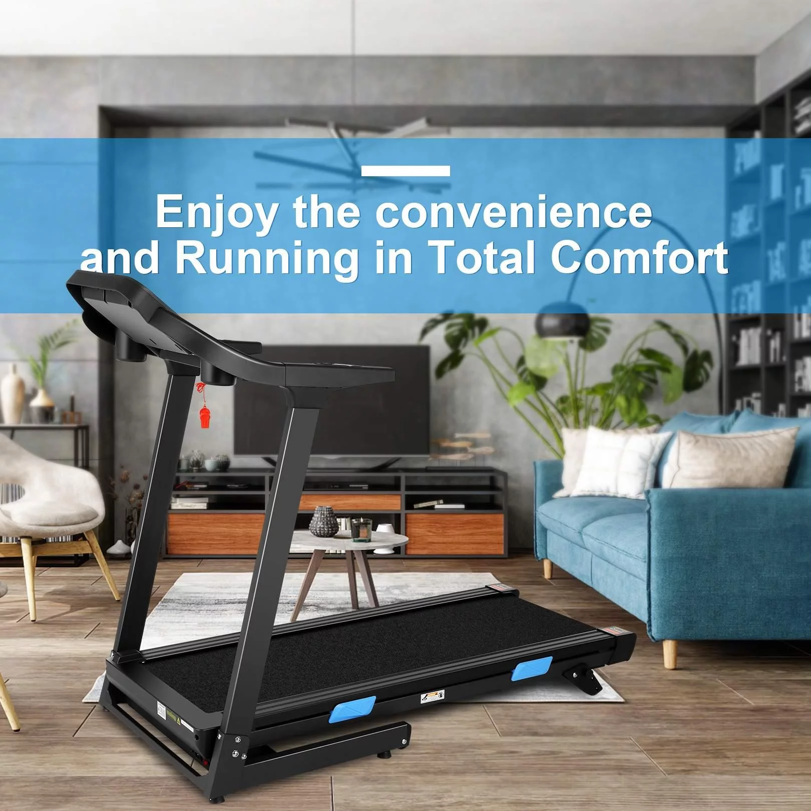 ADNOOM 18 INCH Wide Treadmill, 3.25 HP Treadmill with Incline & APP & Bluetooth Speakers, Electric Folding Treadmills with 36 Preset Programs for Home - Womvr