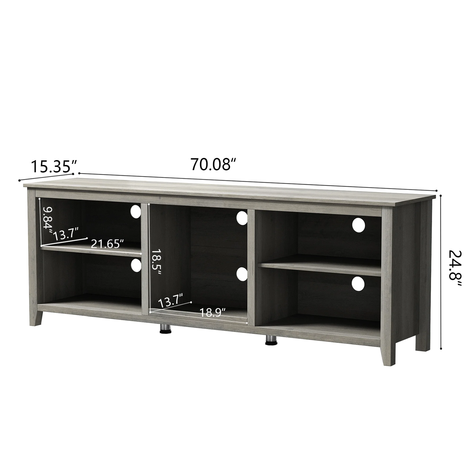 SYNGAR TV Stand for 65 inch TV, Modern TV Console Table Stand with 2 Door Cabinet, Living Room TV Table Stand Buffet Cabinet with Adjustable Storage Shelves, 60