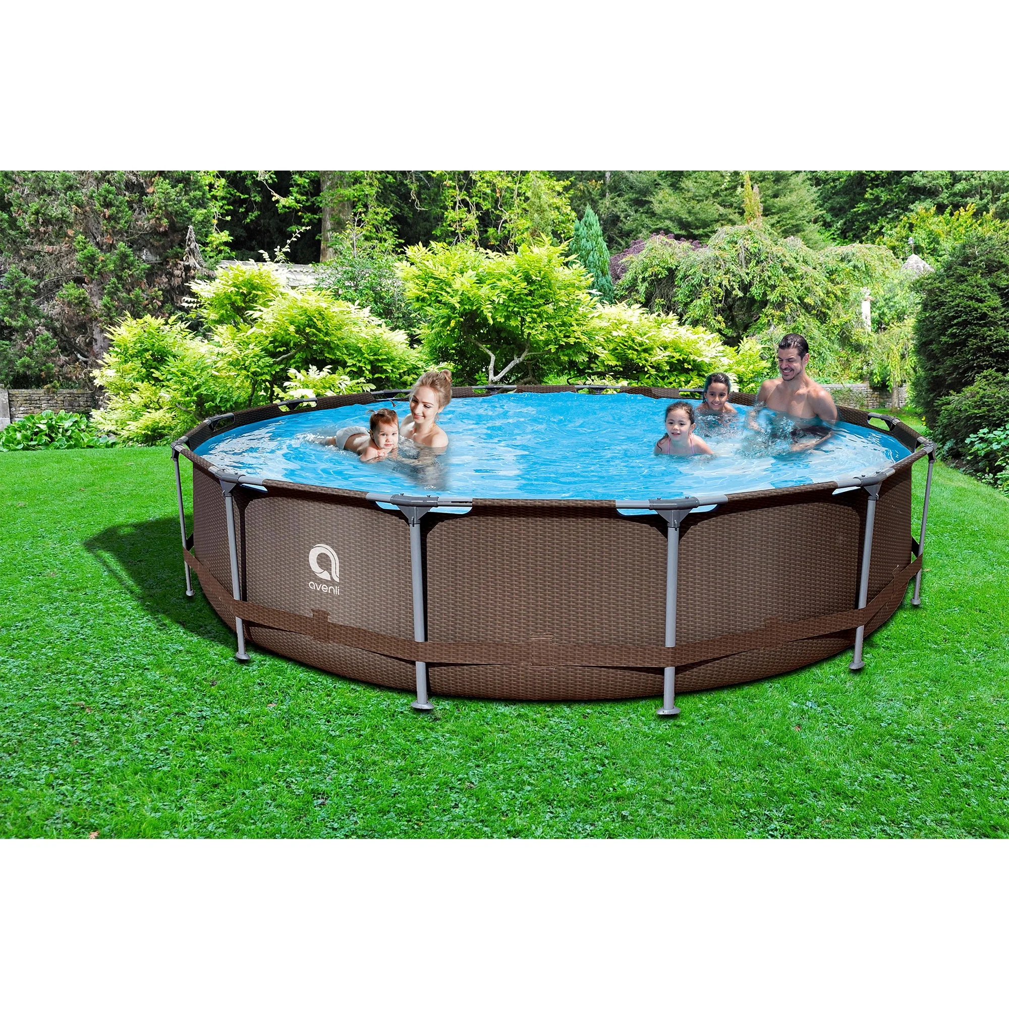 JLeisure Avenli 15 Foot x 33 Inch Steel Frame Above Ground Swimming Pool - Womvr