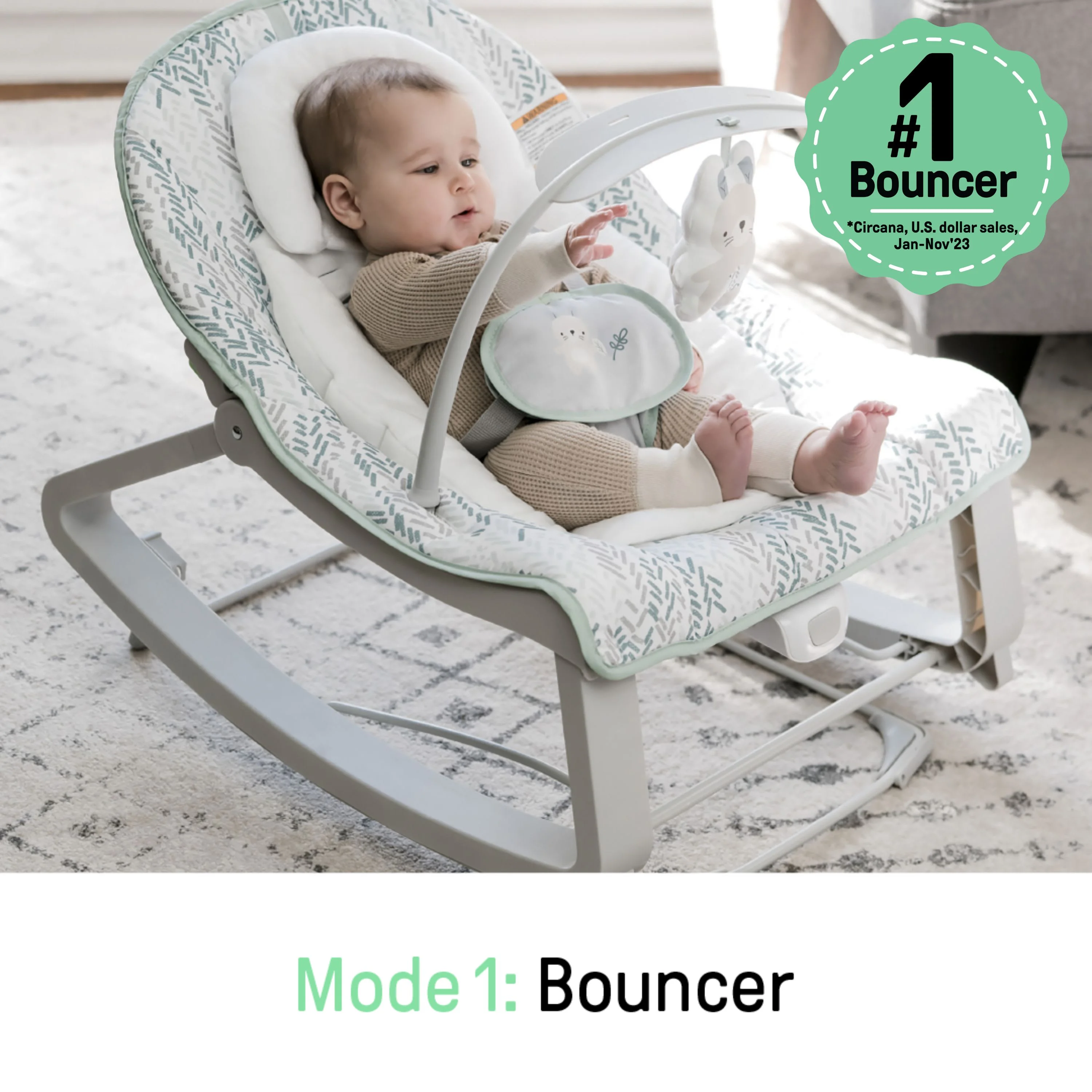 Ingenuity Keep Cozy 3-in-1 Vibrating Infant & Toddler Baby Bouncer and Rocker Chair, Gray - Womvr