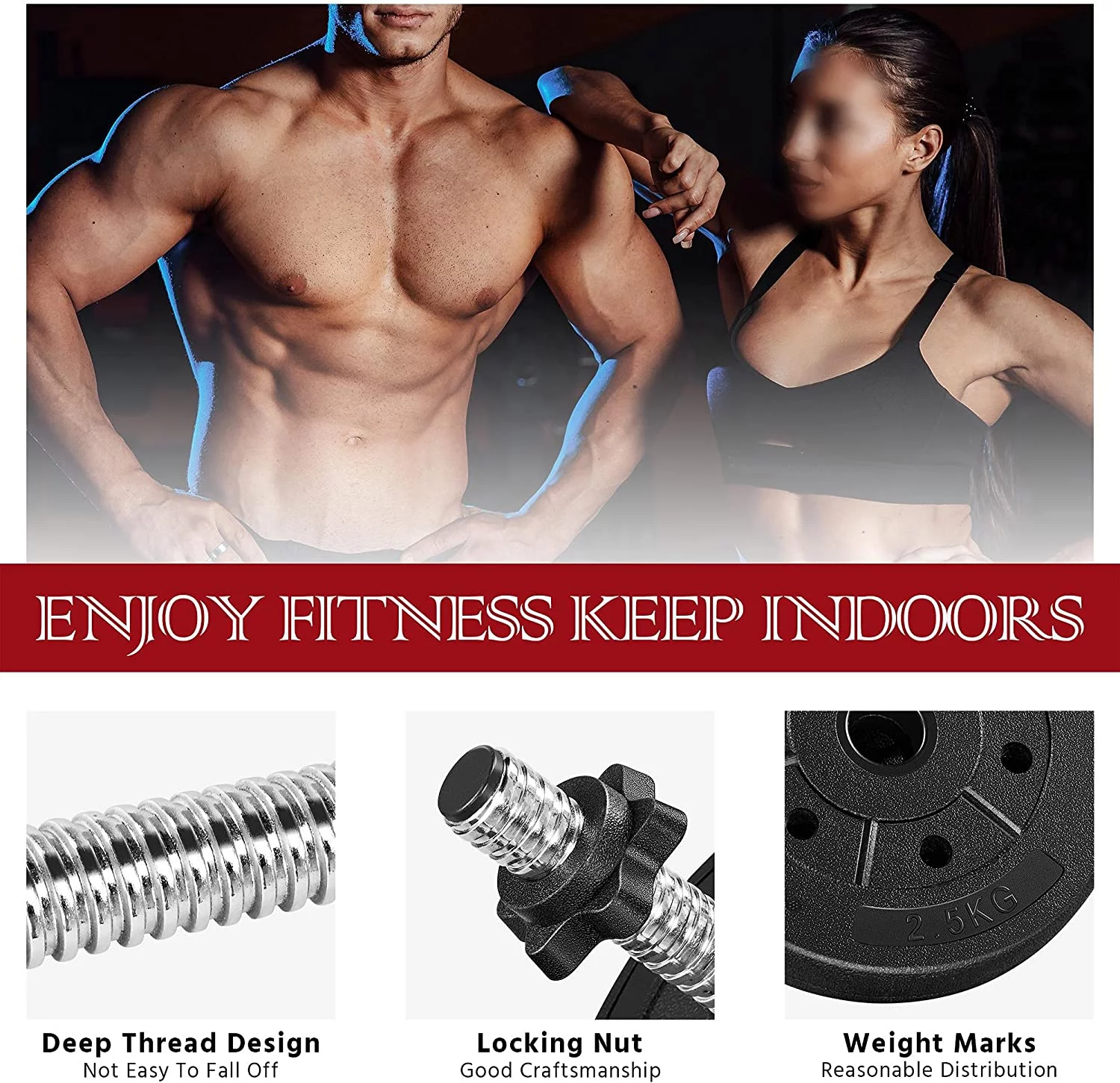 Dumbbells Weight Set 44LB/66LB Adjustable Dumbbell Weights Exercise & Fitness Equipment for Women & Men Gym Home Strength Bodybuilding Training - Womvr