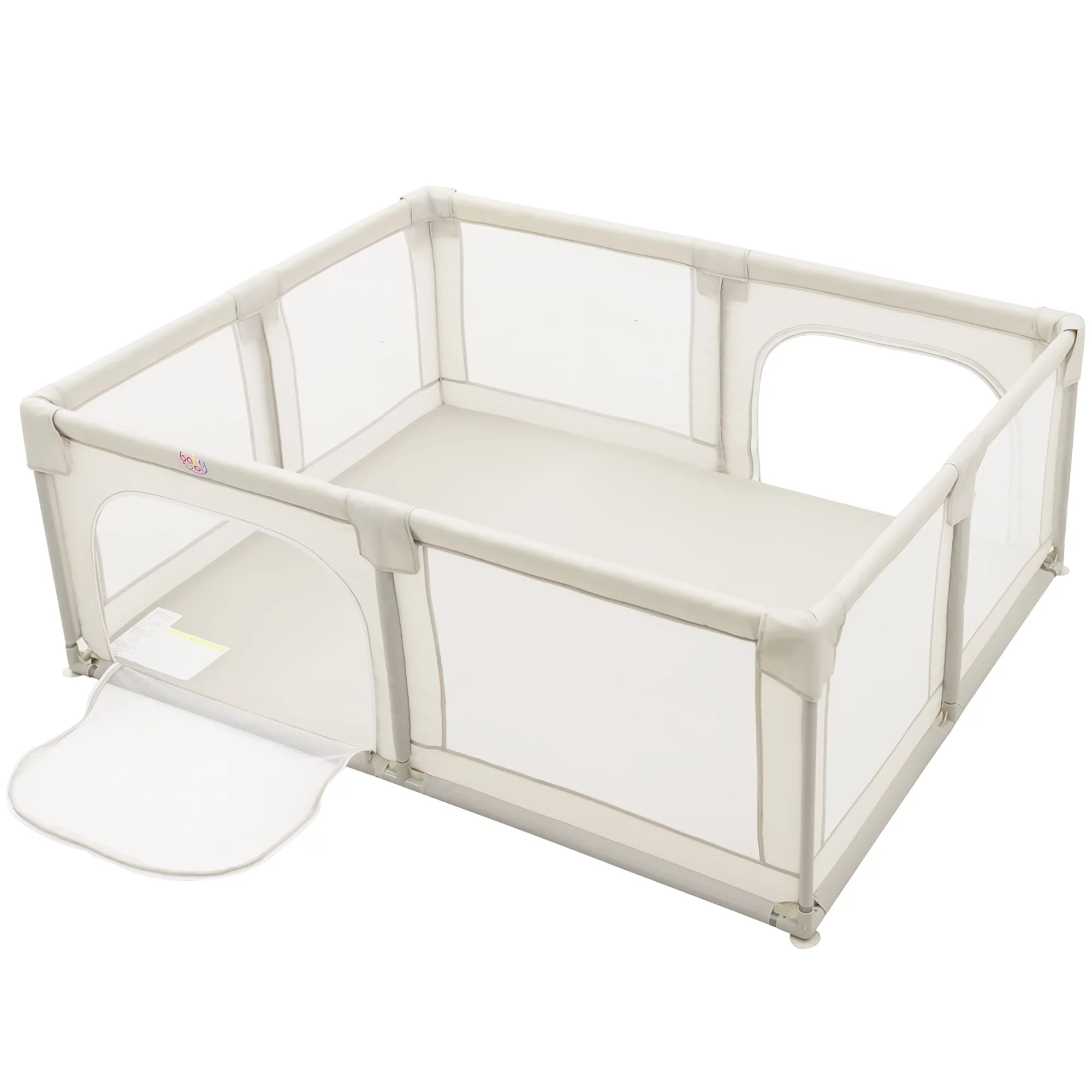 Babyjoy Playpen Extra Large Unisex Kids Baby Activity Center Safety Play Yard with Gate Gray - Womvr