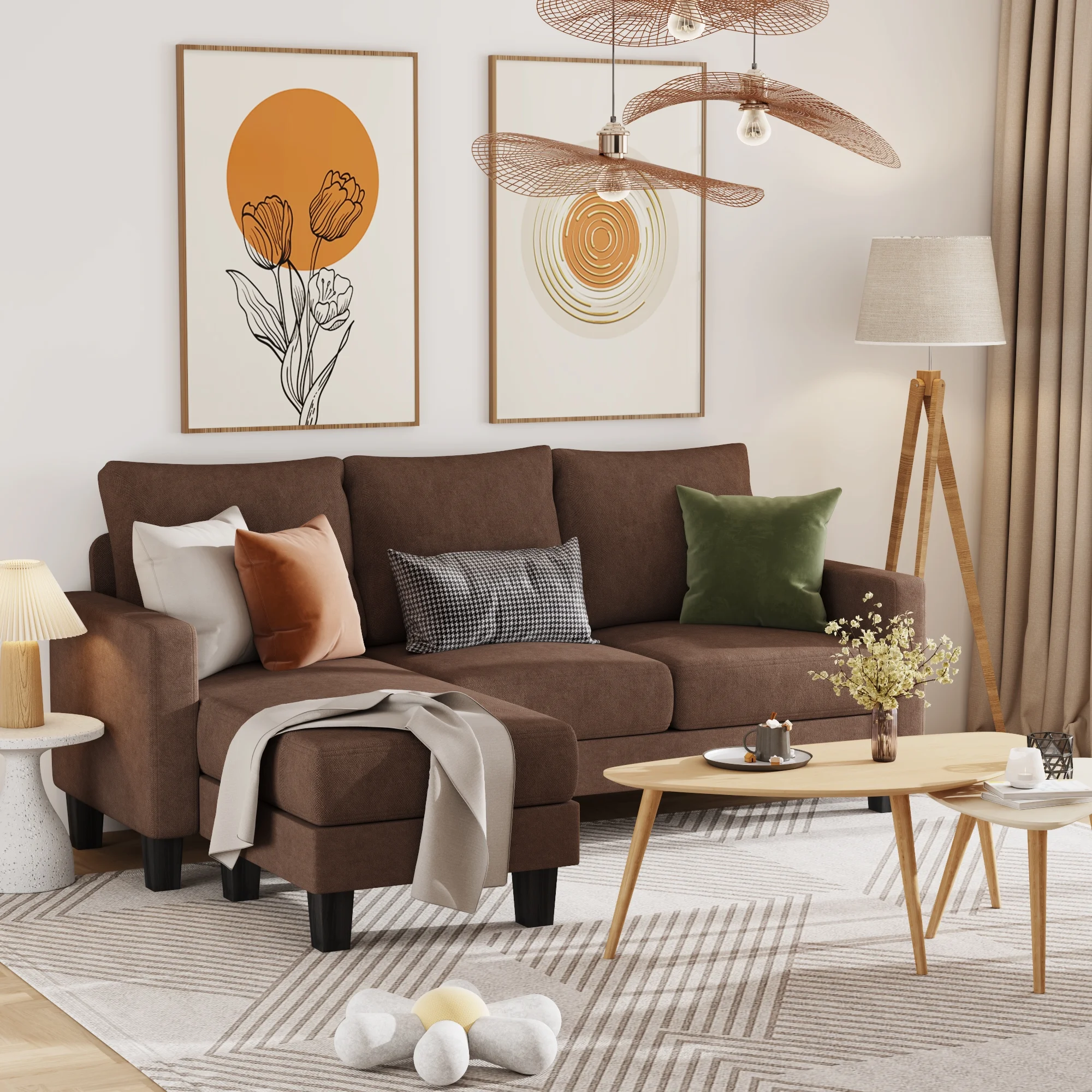 Homall Convertible Sectional Sofa Couch, Modern Linen Fabric L-Shaped Couch 3-Seat Sofa Sectional with Reversible Chaise for Small Living Room, Apartment and Small Space, Dark Gray - Womvr