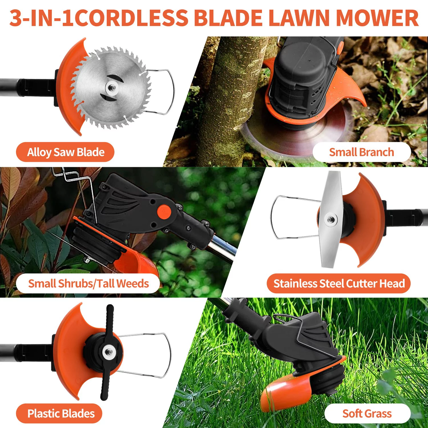 BLUELK Cordless Grass String Trimmer, Electric Weed Eater Lawn Edger with 2Pcs Battery - Womvr