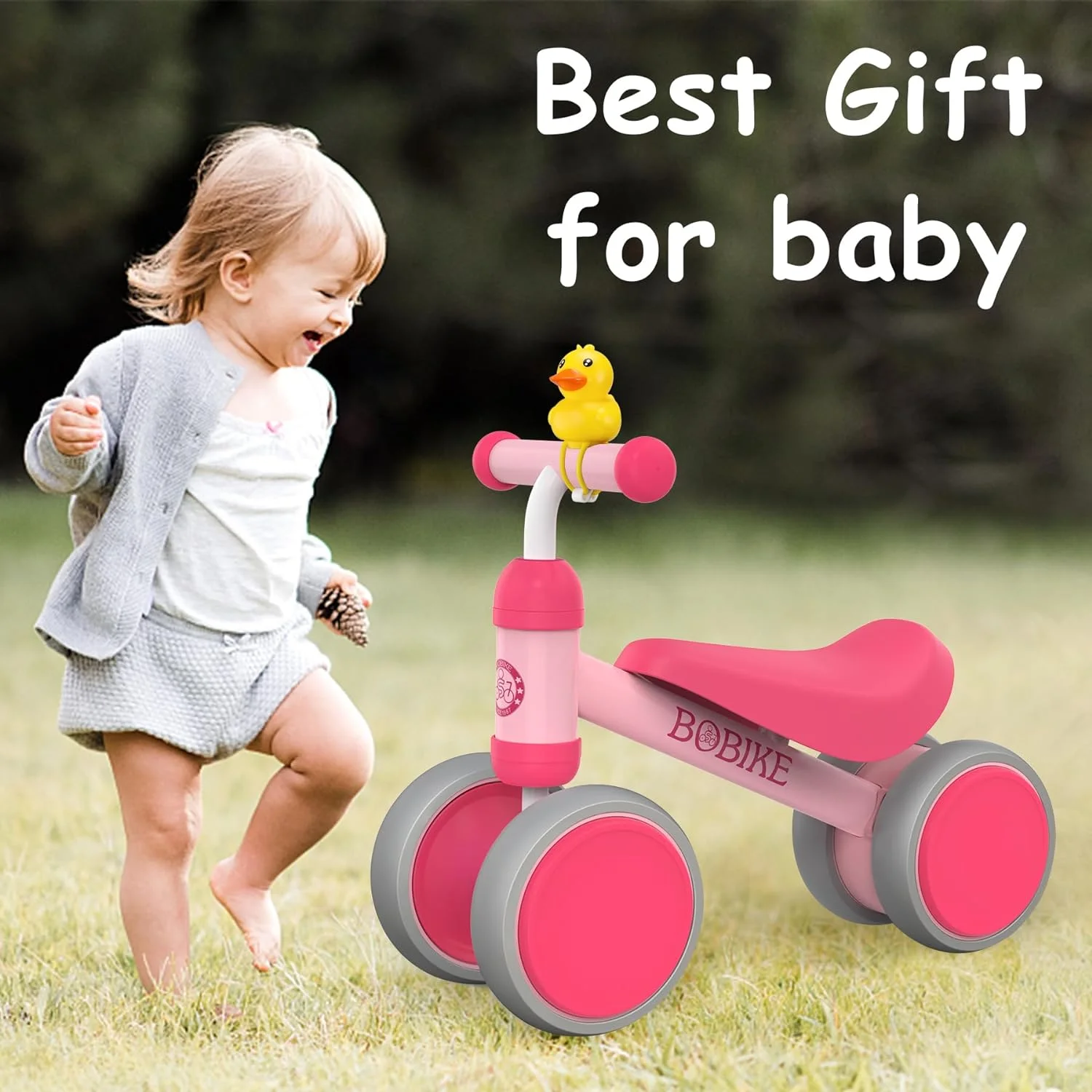 Bobike Baby Balance Bike Toys for 1 Year Old 10-24 Months Toddler Walker Bicycle Pink - Womvr