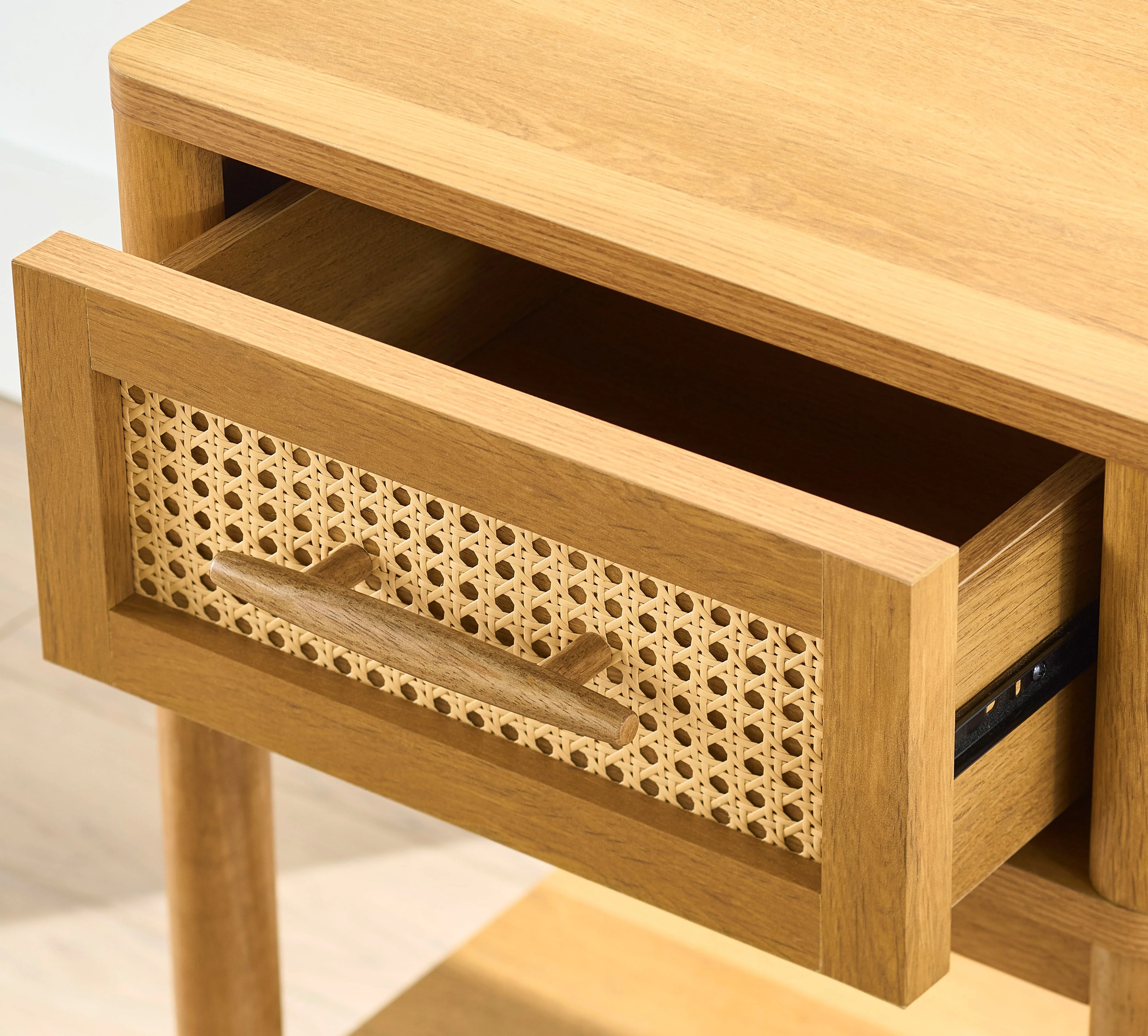 Better Homes & Gardens Springwood Caning Nightstand, Light Honey Finish - Womvr
