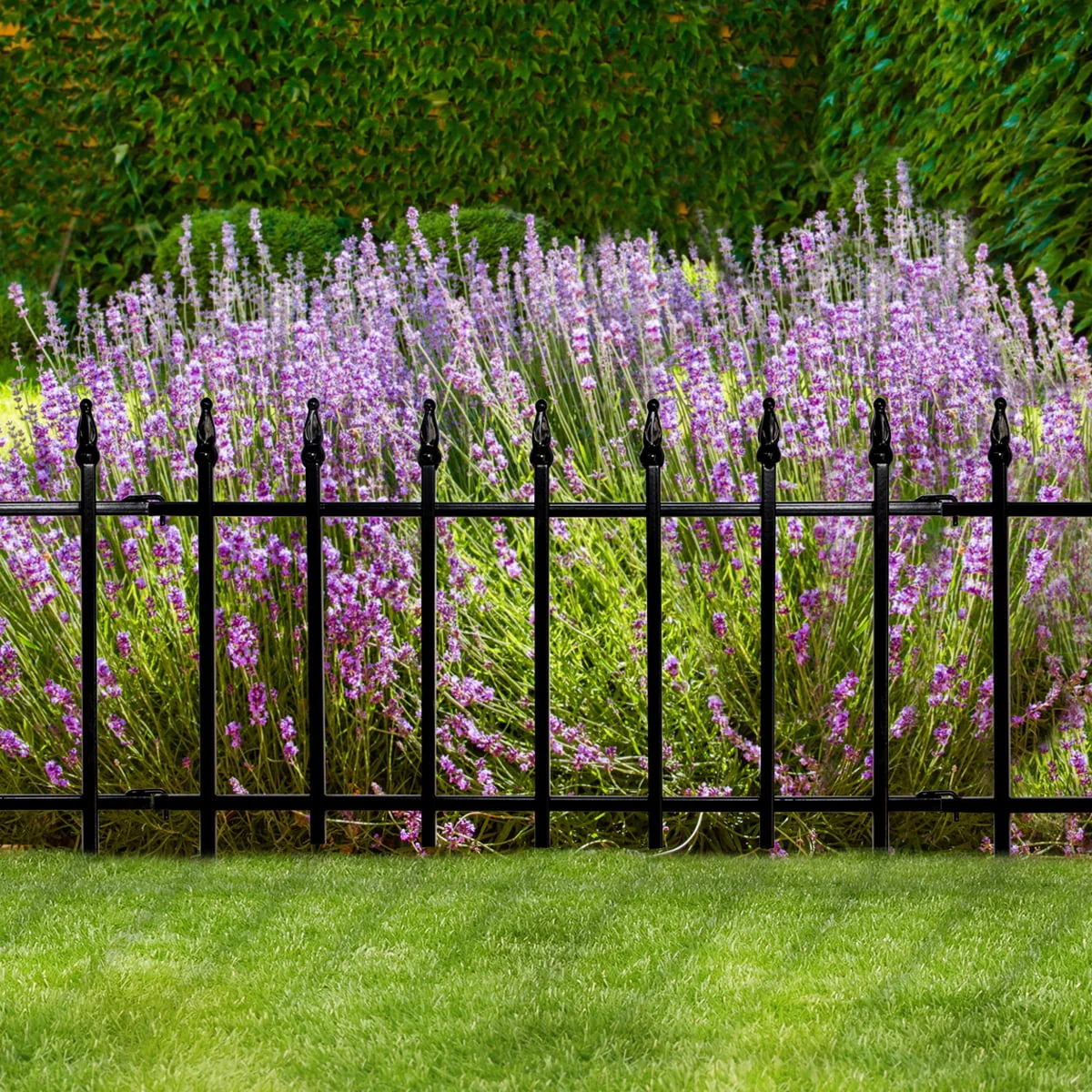 Expert Gardener Empire Black Powder Coated Steel Garden Border 22.5 inches W x 18 inches H - Womvr