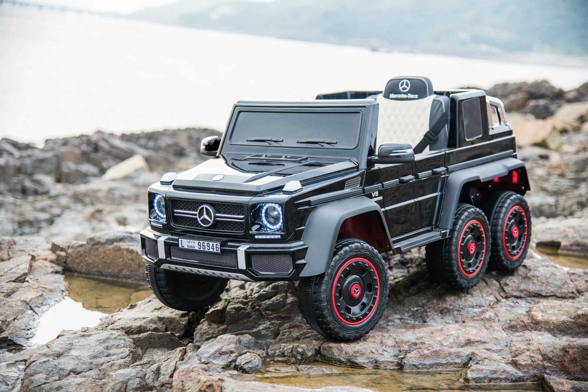 Spoway 24V Benz Ride-on Truck, Kids Ride on Cars with Remote , 6 Wheel,3 mph - Womvr