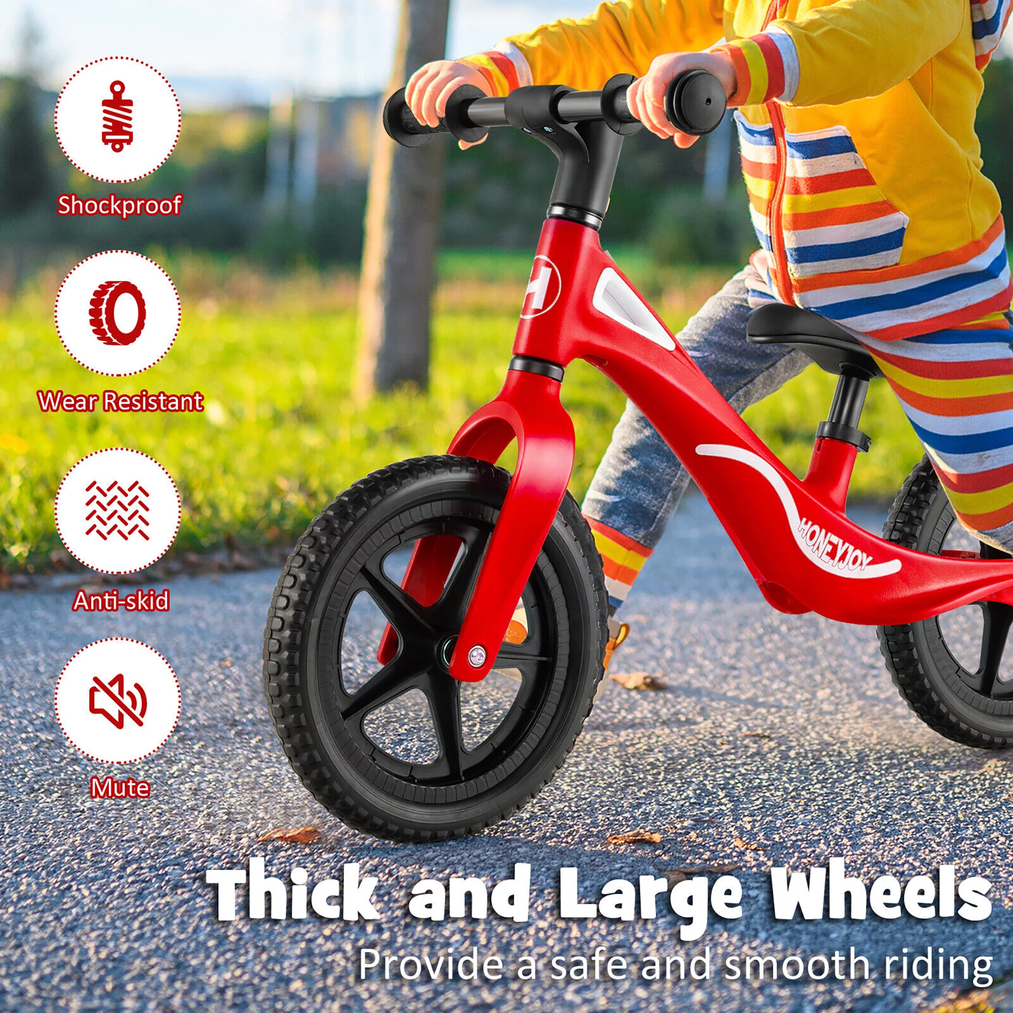 Gymax Kids Balance Bike Lightweight Toddler Bicycle with Rotatable Handlebar Red - Womvr
