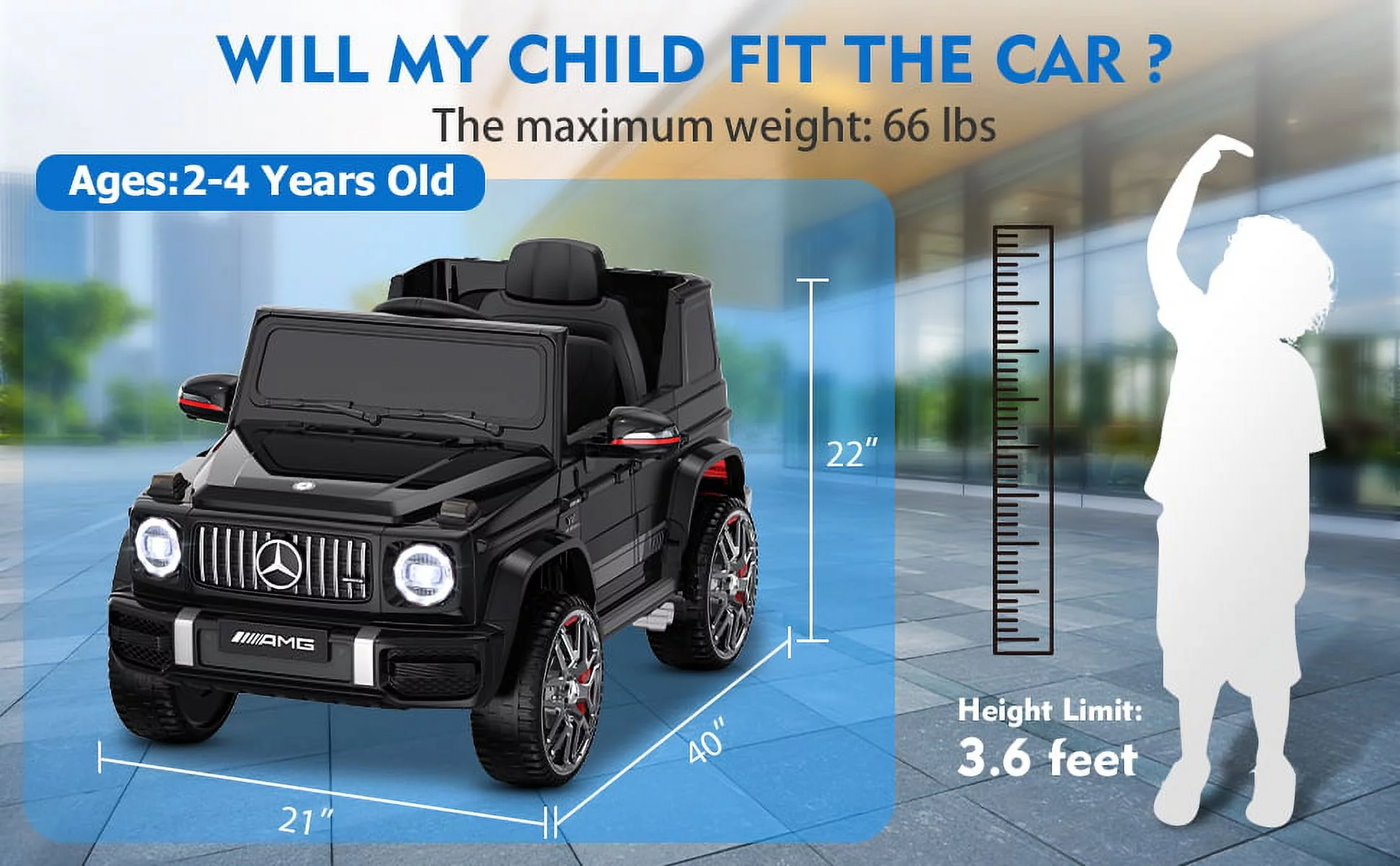 12Volt 1 Seater Mercedes-Benz G63 Licensed Powered Ride on Toy with Remote Control, Gift for Kids Aged 2~4 Years -Red - Womvr