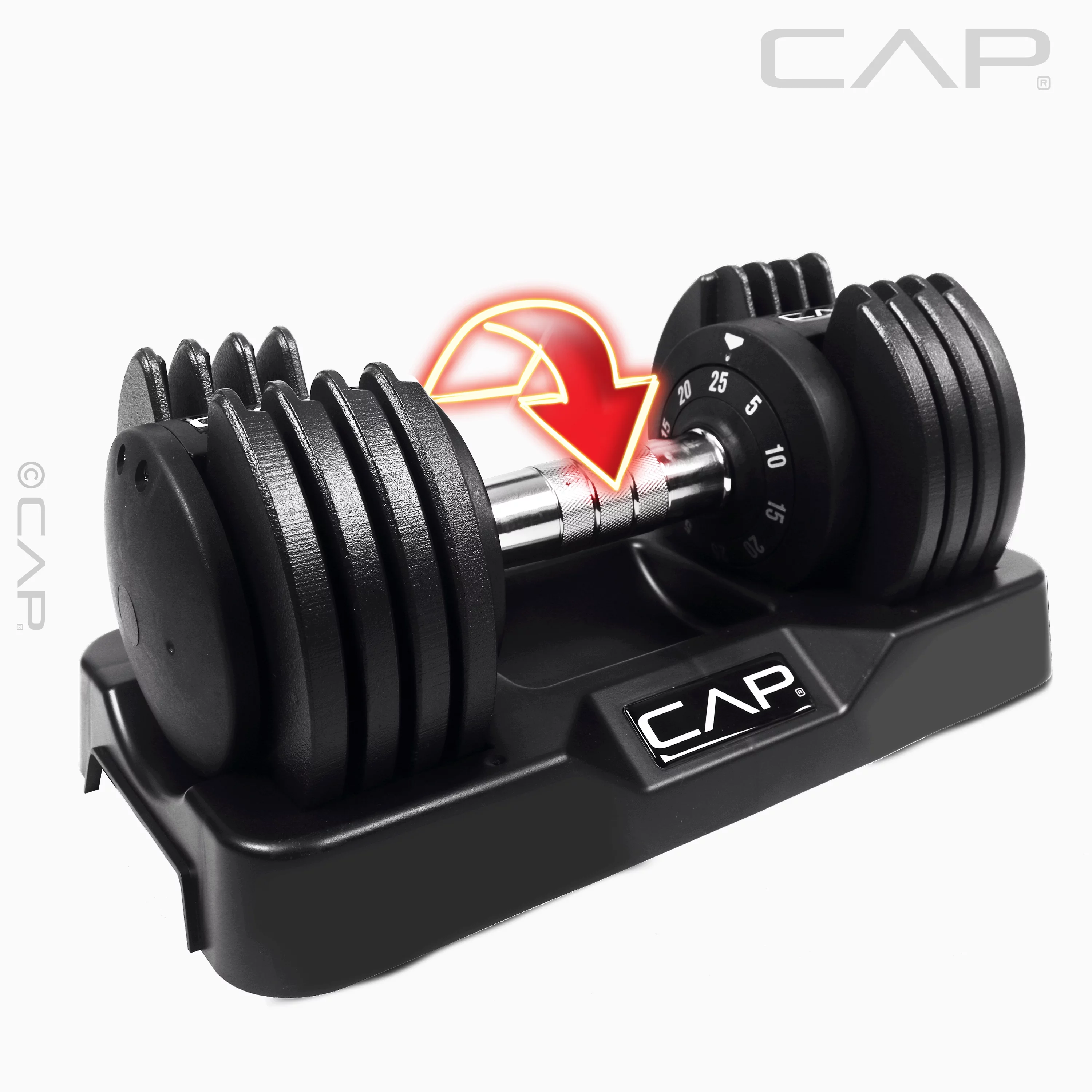 CAP Barbell 25lb. Adjustable Dumbbell, Quick Select 5-25, Single - Womvr