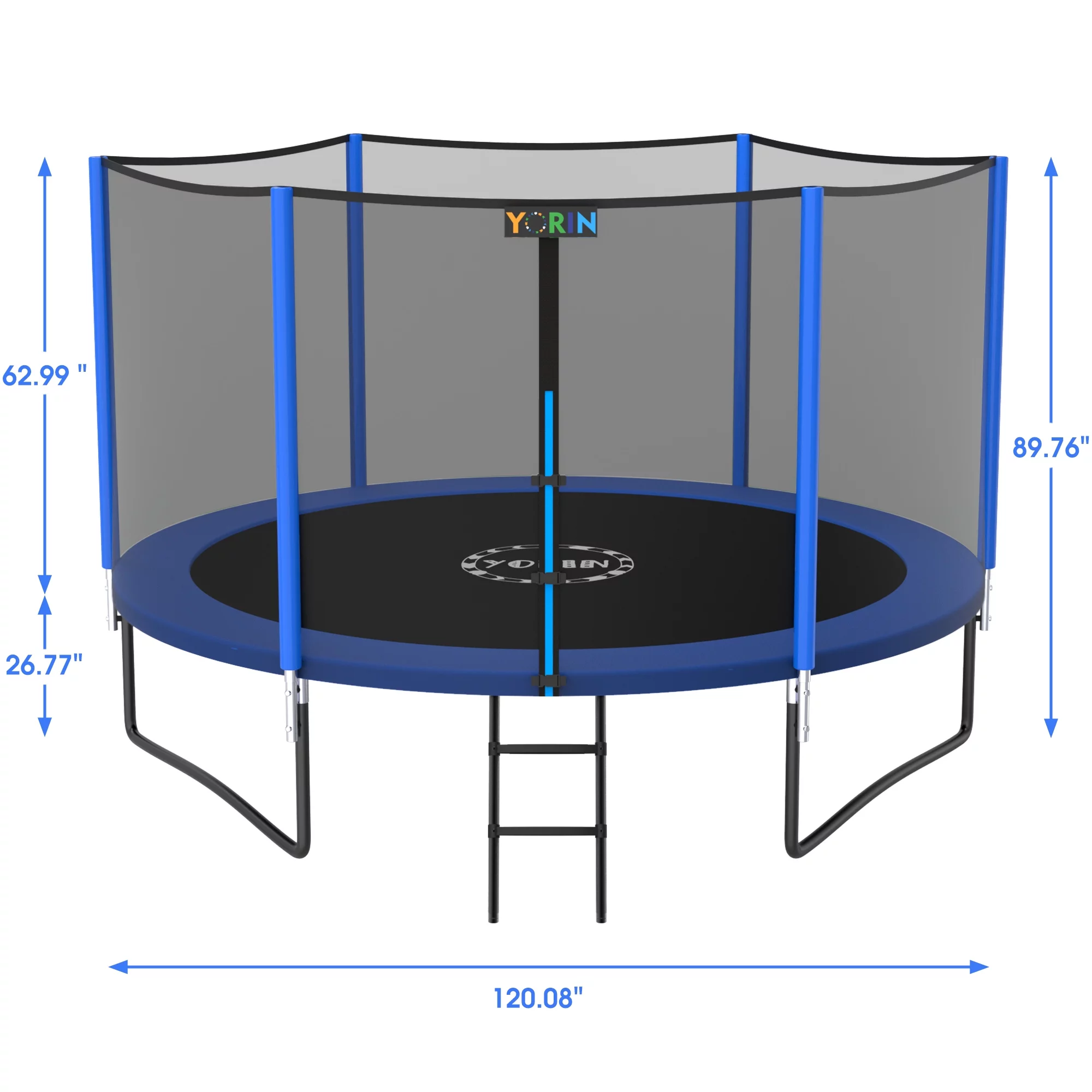 YORIN Trampoline for 2-3 Kids, 8 FT Trampoline for Adults with Enclosure Net, Ladder, Light, 800LBS Weight Capacity Outdoor Round Recreational Trampoline, Heavy Duty Trampoline - Womvr