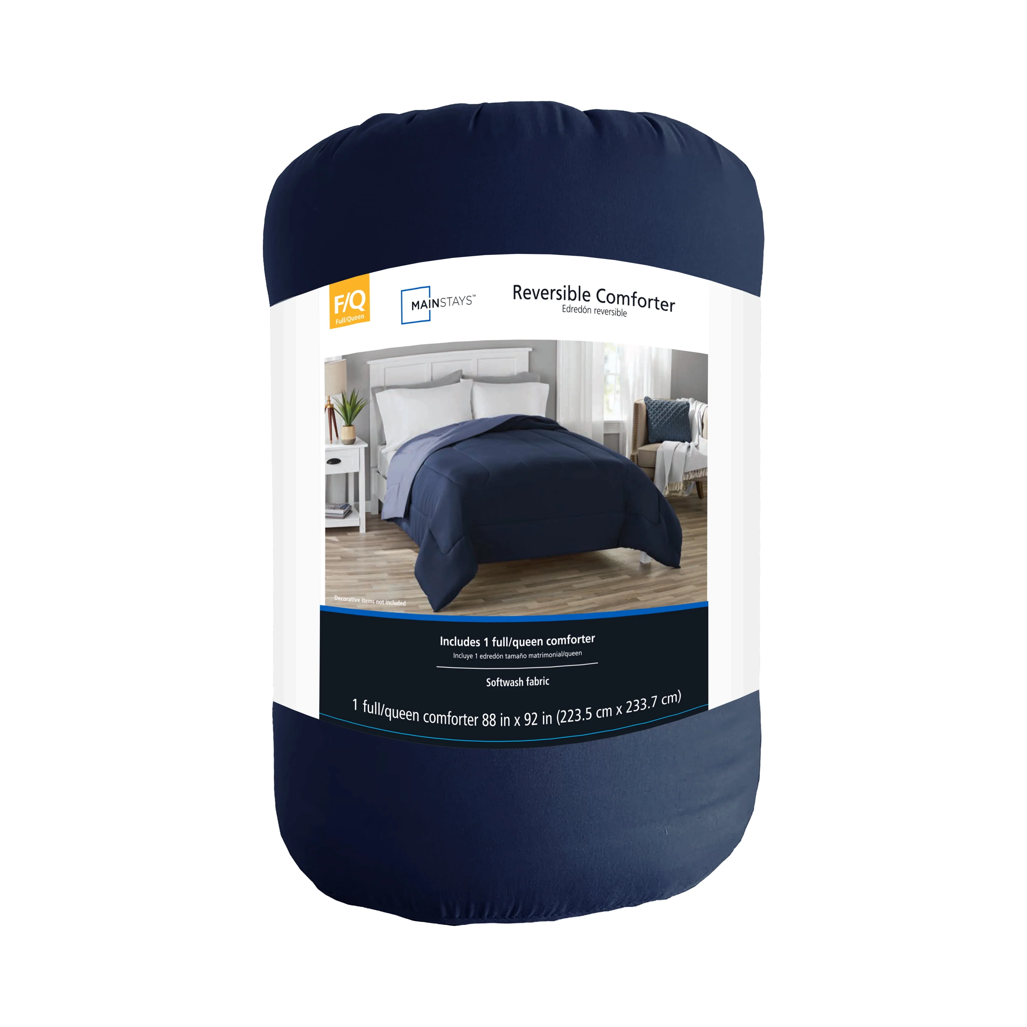 Mainstays Reversible Microfiber Comforter, Navy, Twin/Twin XL, Adult, Unisex - Womvr