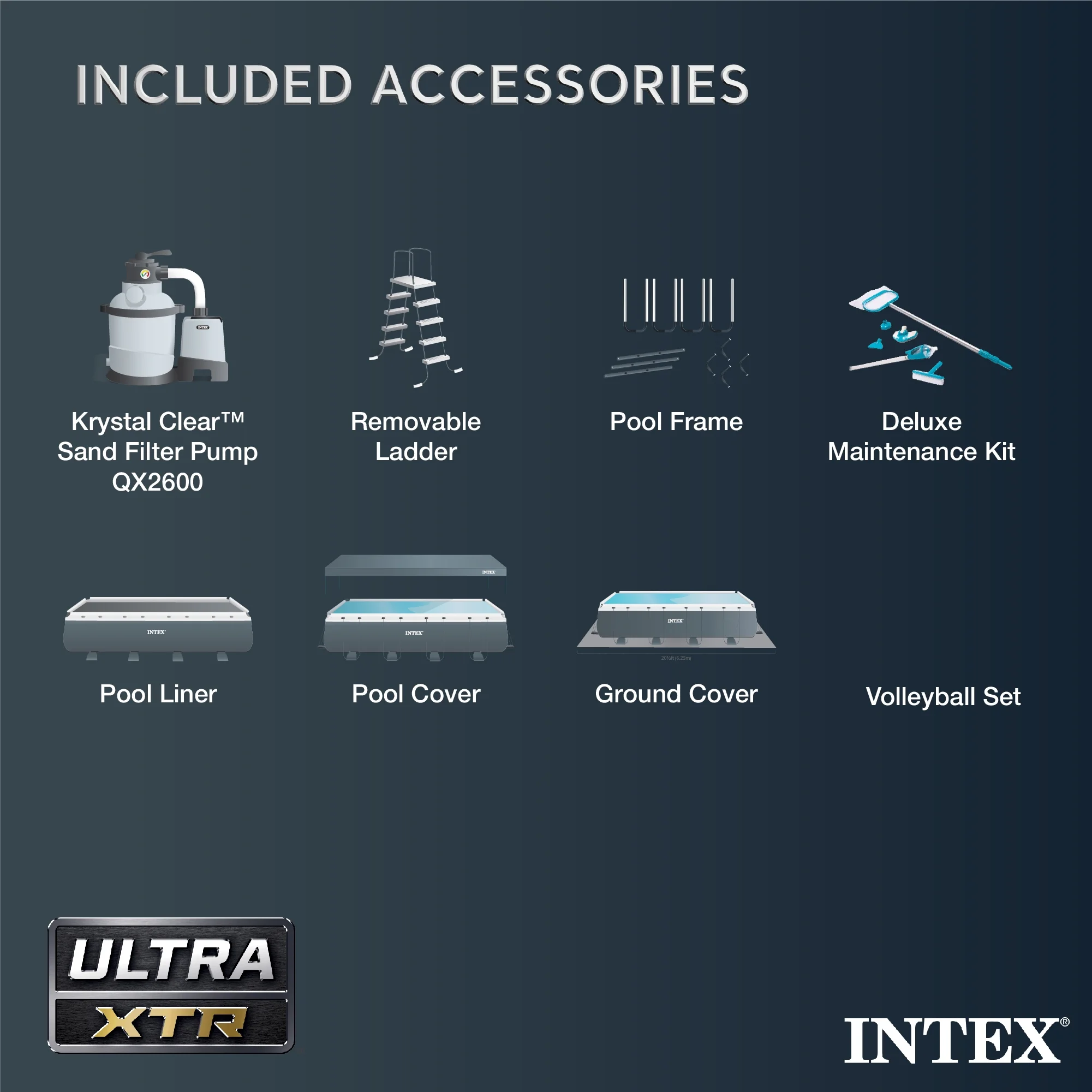 INTEX Ultra XTR Deluxe Rectangular Above Ground Swimming Pool Set - Womvr