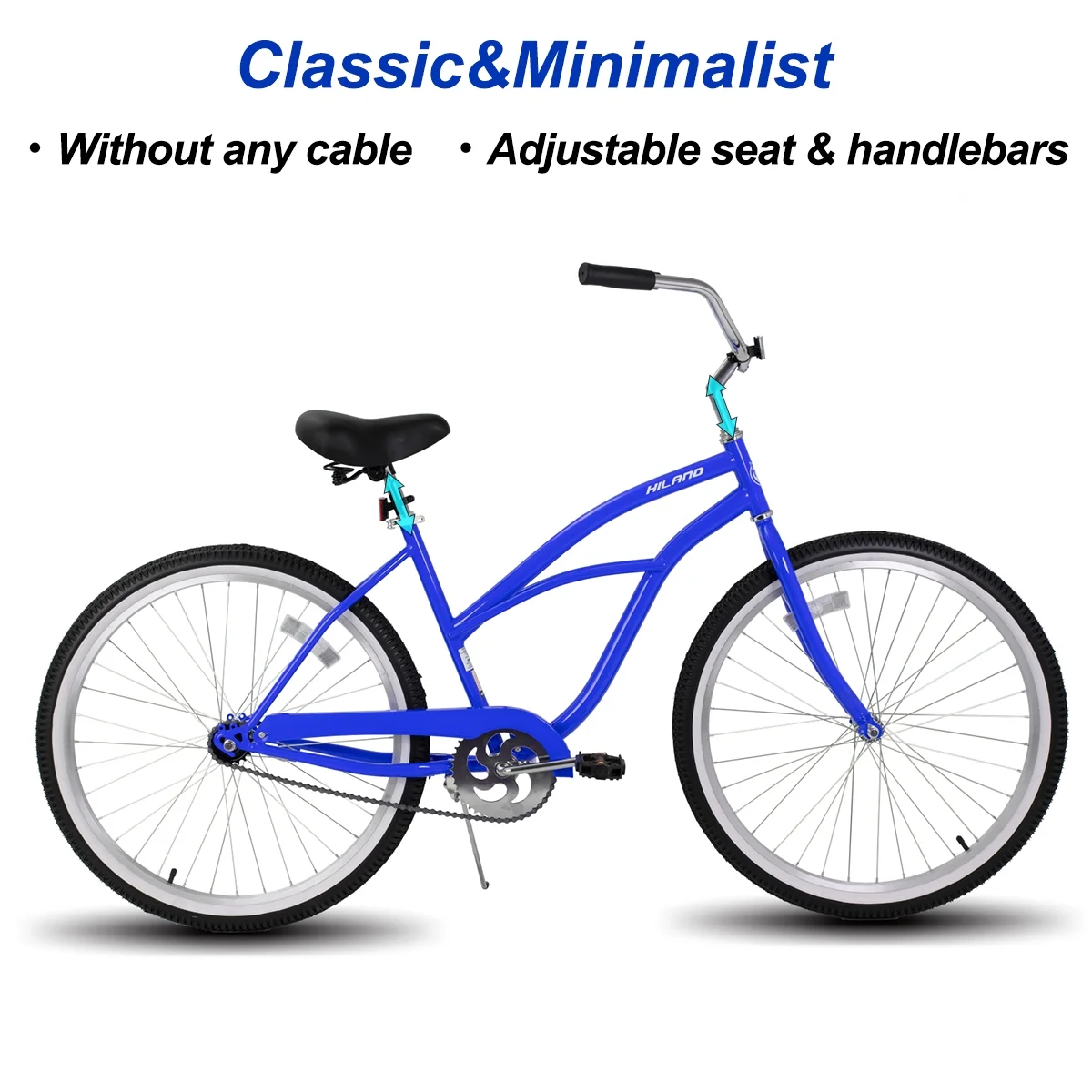 Hiland 26 inch Women's Men's Beach Cruiser Bike Bicycle Red Black Blue - Womvr