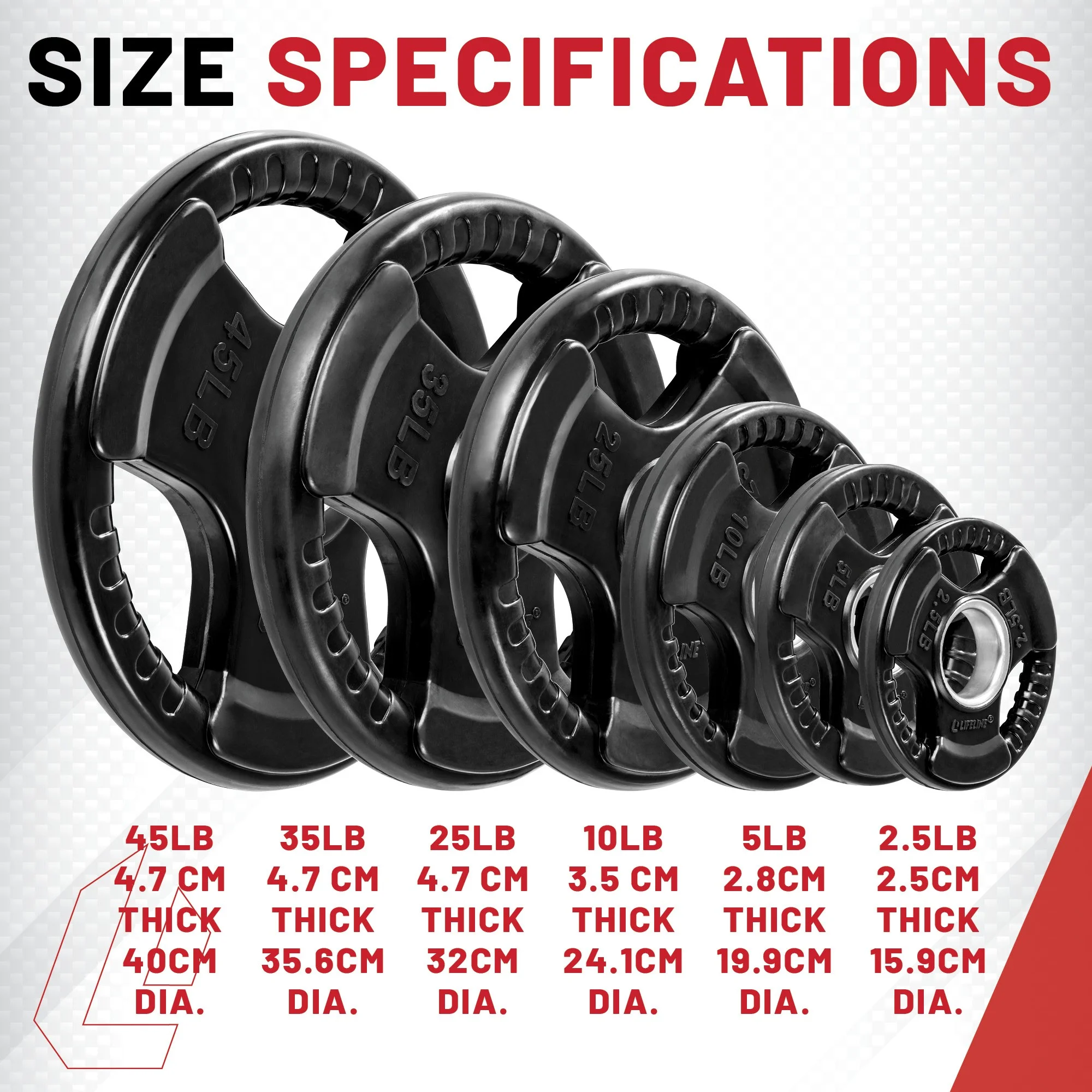 Lifeline Fitness 400 LB Olympic Weight Set - Rubber Coated Olympic Weight Plates, Barbell, and Clips - Womvr