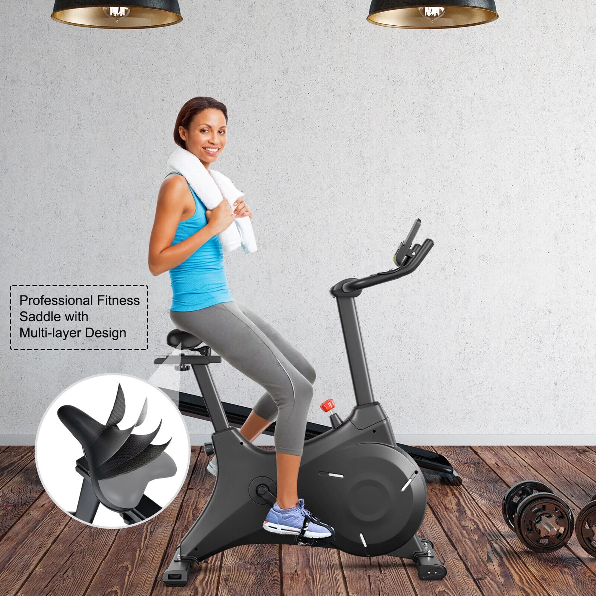 Gymax Magnetic Resistance Stationary Bike Exercise Bike Stationary for Home Gym - Womvr