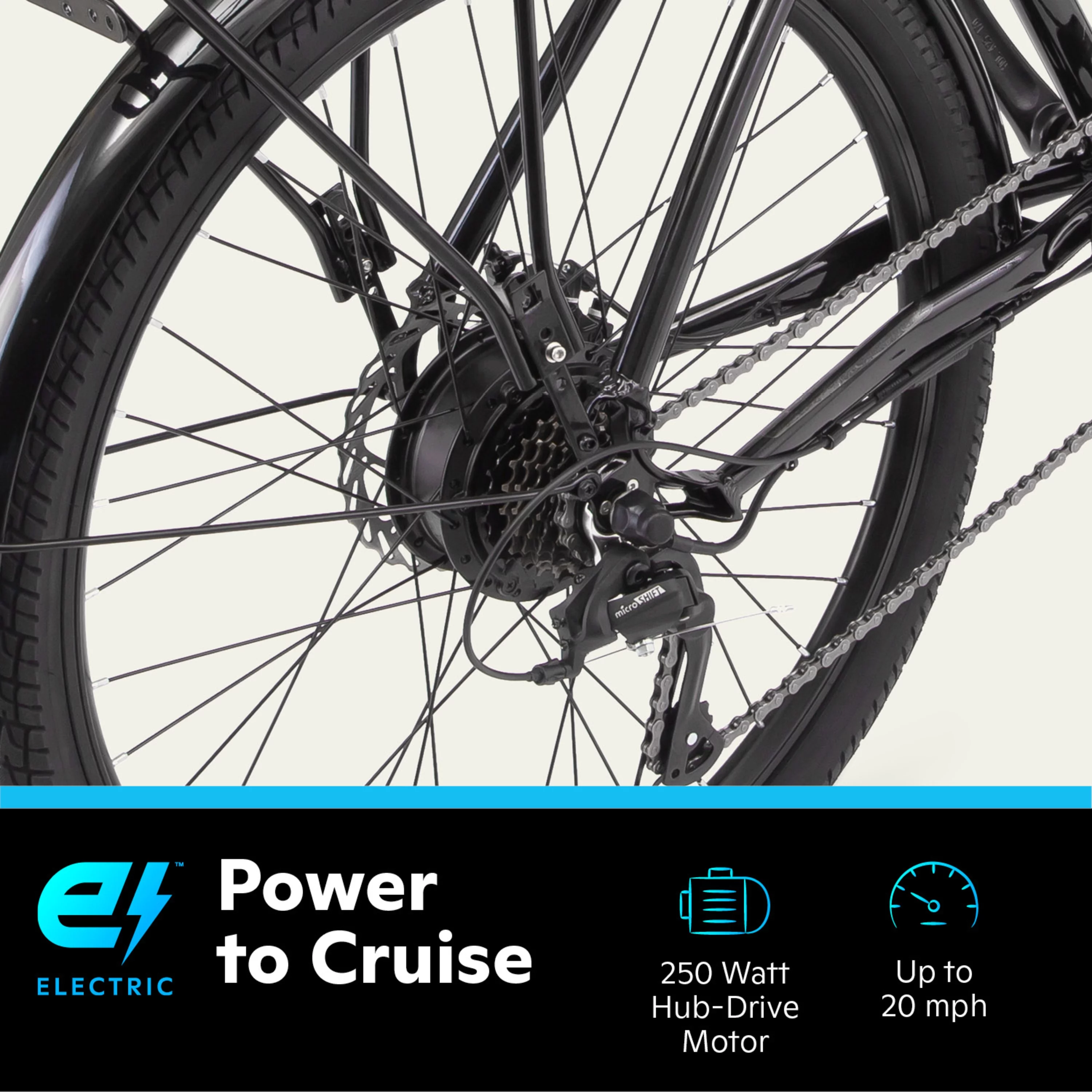 Schwinn 26-in. EC1 Unisex Cruiser Electric Bike for Adults, Throttle, Black Ebike - Womvr