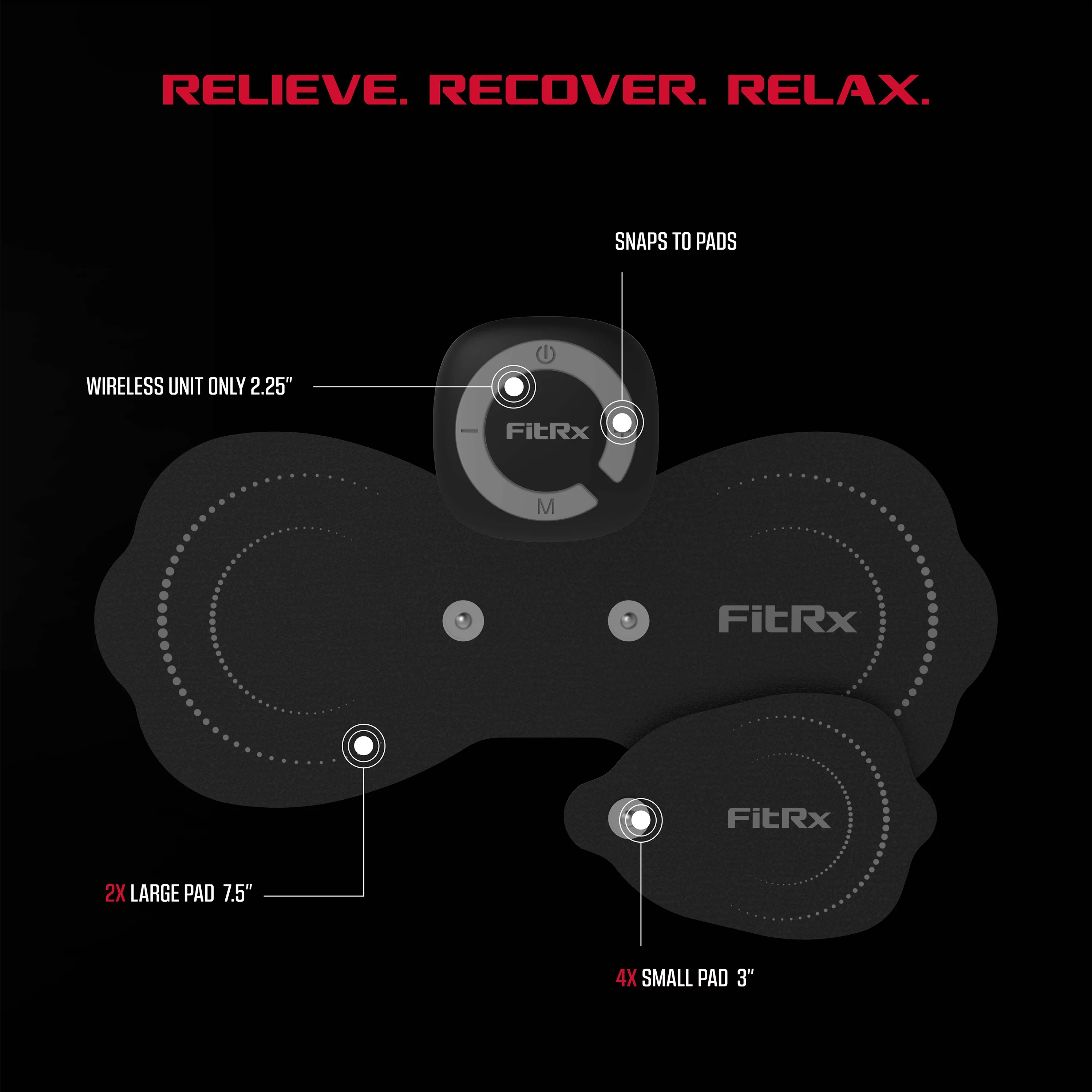 FitRx Electrode Wireless Massager - Rechargeable TENS Unit Muscle Stimulator with App Control - Womvr