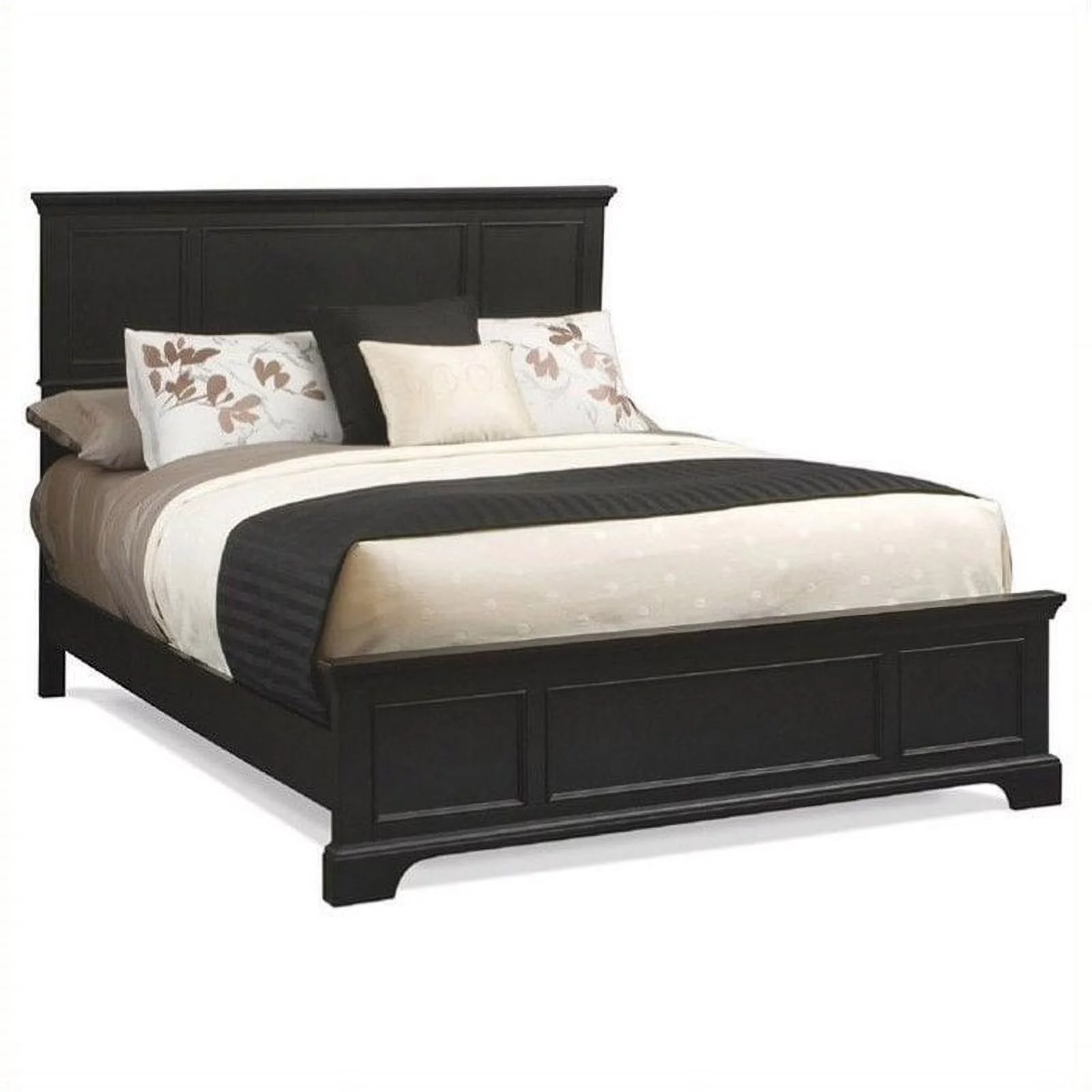 Hawthorne Collections Traditional Wood King Panel Bed in Black - Womvr