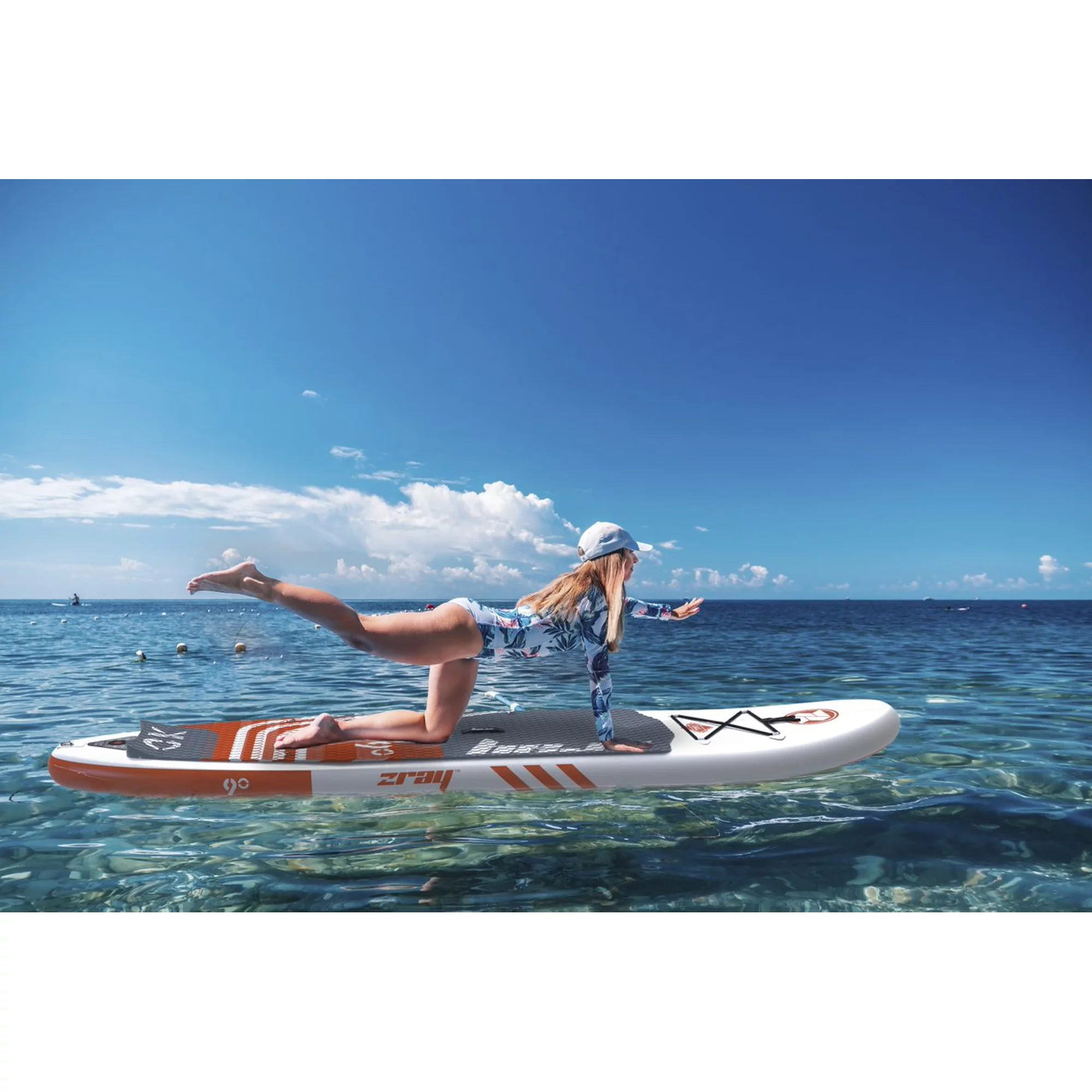 Zray 12 Foot X-Rider Epic X3 Inflatable SUP Paddle Board Kit, Blue/White - Womvr