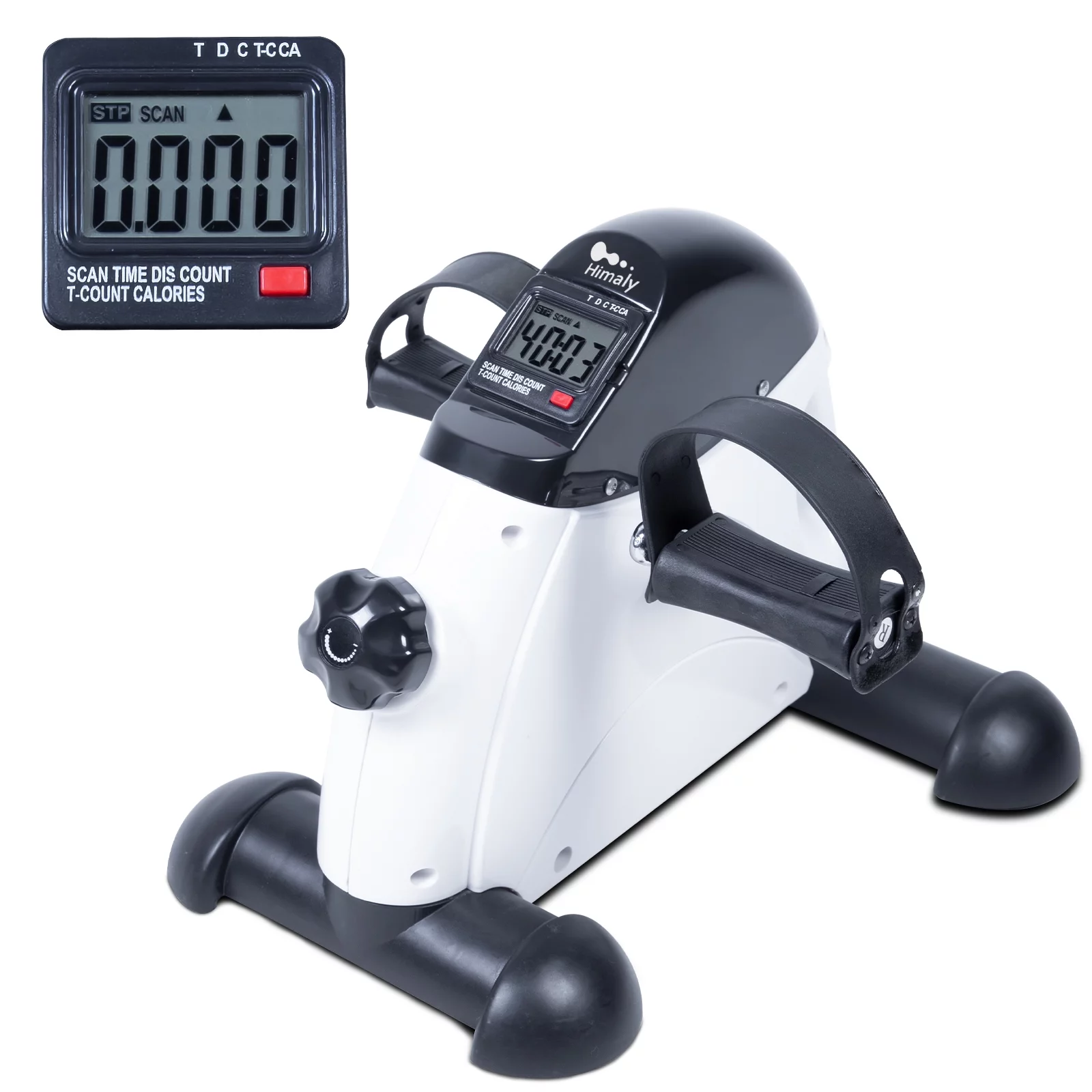 Himaly Exercise Bike, Under Desk Bike Pedal Exerciser, Portable Mini Trainer Bike with LCD Screen Displays, White - Womvr