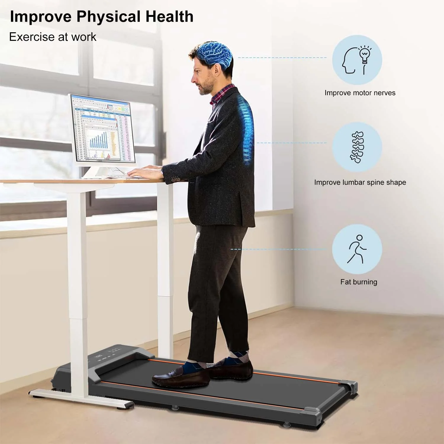 Under Desk Treadmill, Walking Pad Treadmill, 2 in 1 Foldable Treadmill Walking Treadmill for Home and Office with Remote Control and Big Display - Womvr