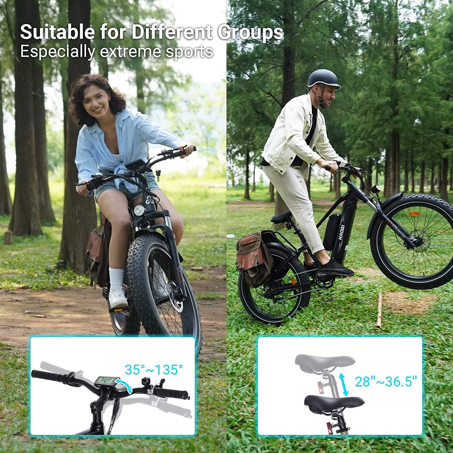 HAOQI Black Cheetah 48V 16Ah 750W Fat Tire Full Suspension Mountain Bike Electric Bike - Womvr