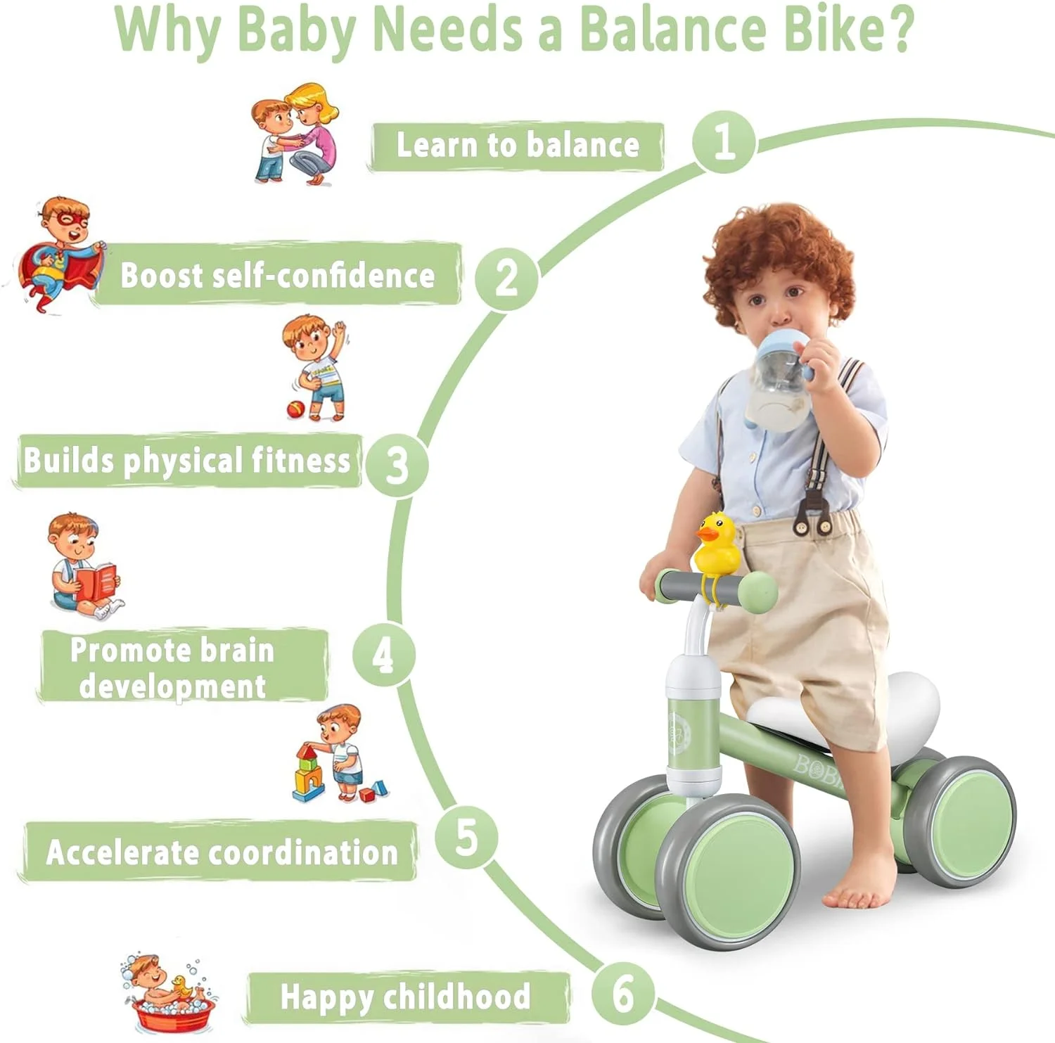 Bobike Baby Balance Bike Toys for 1 Year Old 10-24 Months Toddler Walker Bicycle Pink - Womvr