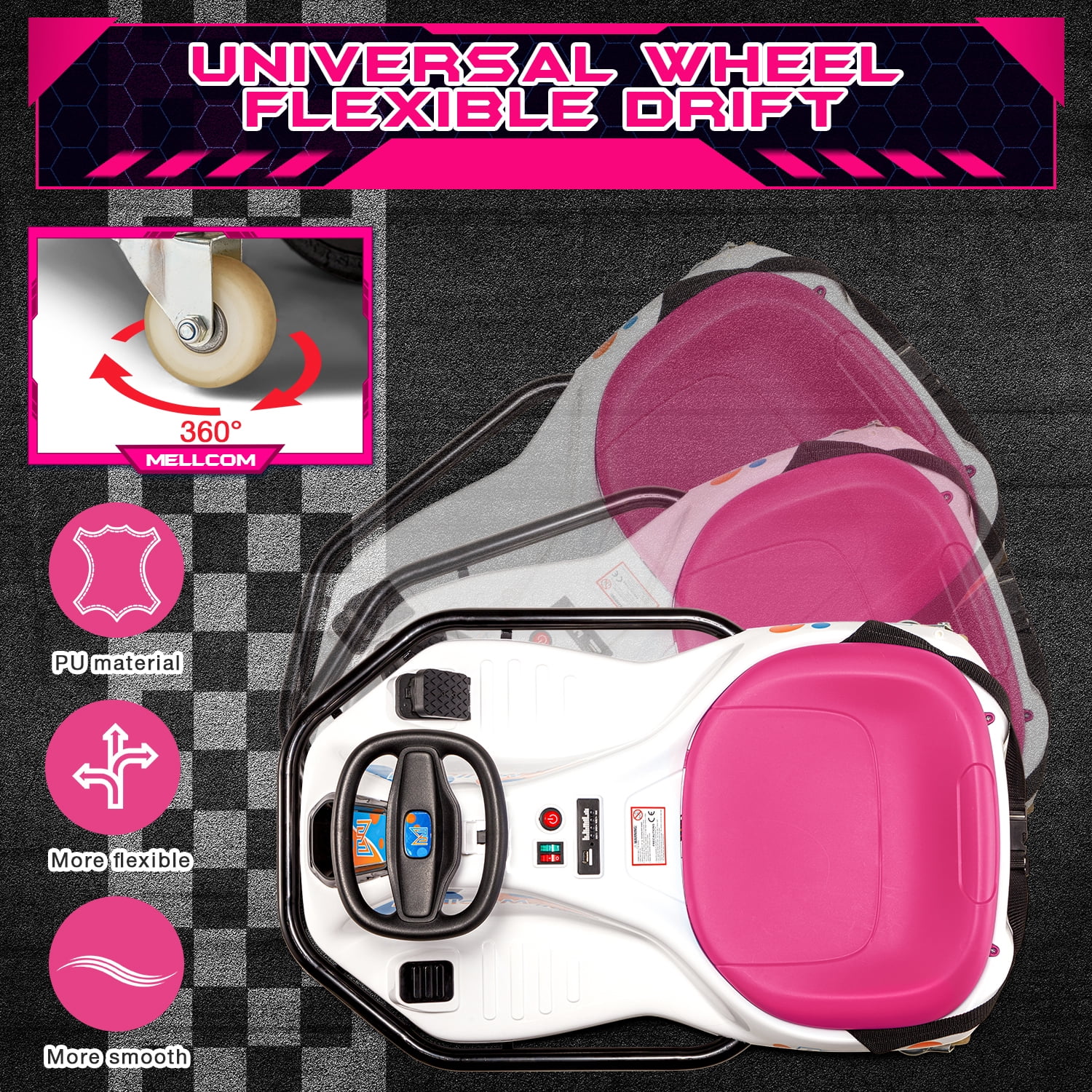 Hommow 12V Ride on Drift Car for Kids,Electric Drifting Go-Kart with Acceleration Pedal, Music, Bluetooth, LED Lights,Christmas Gift for 4-18Years Old,Blue - Womvr