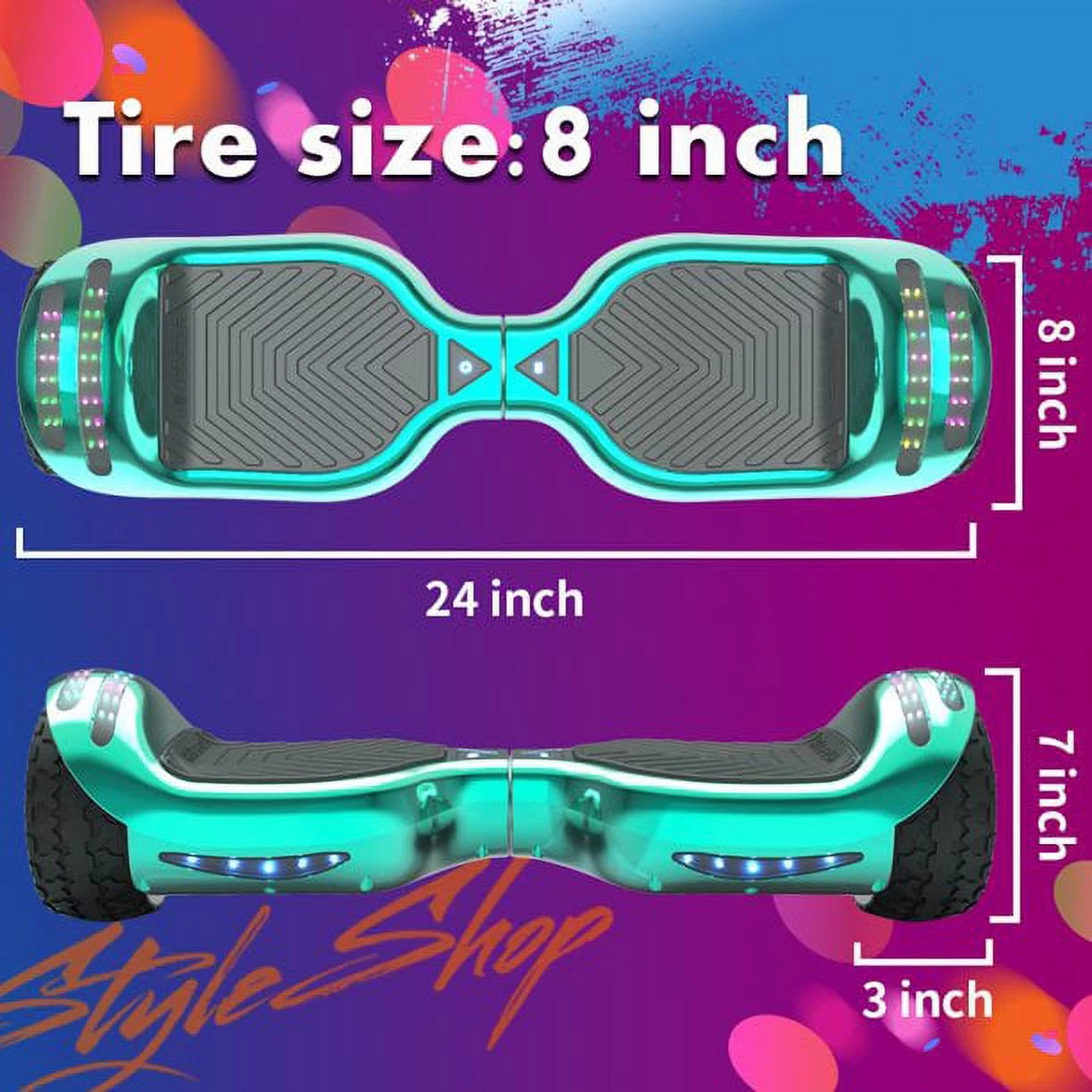 Hoverstar ul2272 Hoverboard All-Terrain LED Flash Wide All Terrian Wheel, Blue - Womvr