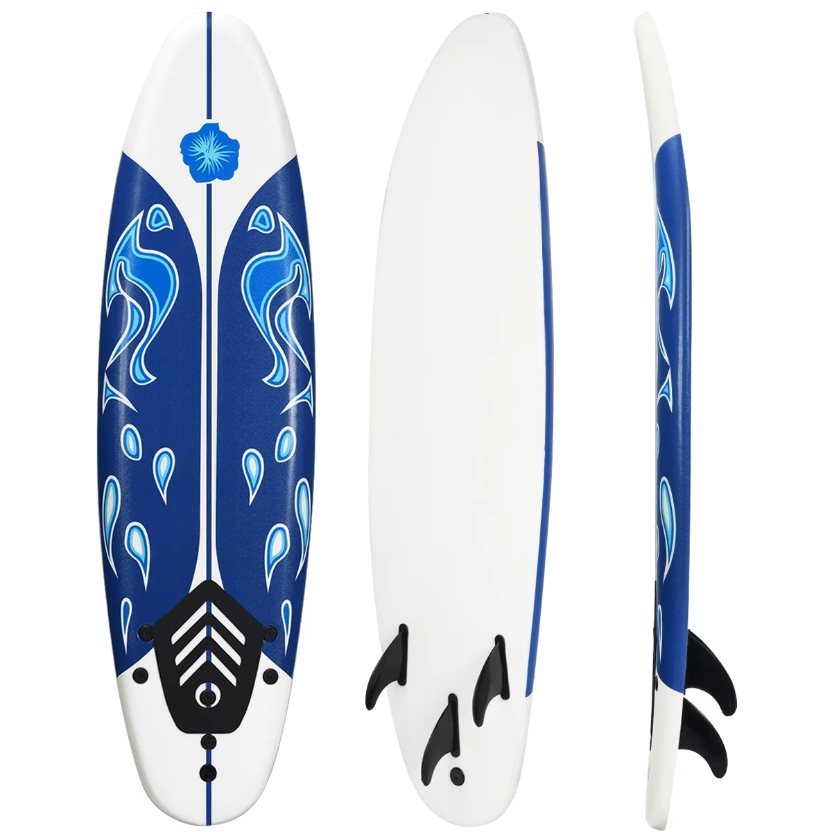 Topbuy 6' Surfboard Inflation-free Long Surfing Board with Safety Leash White - Womvr