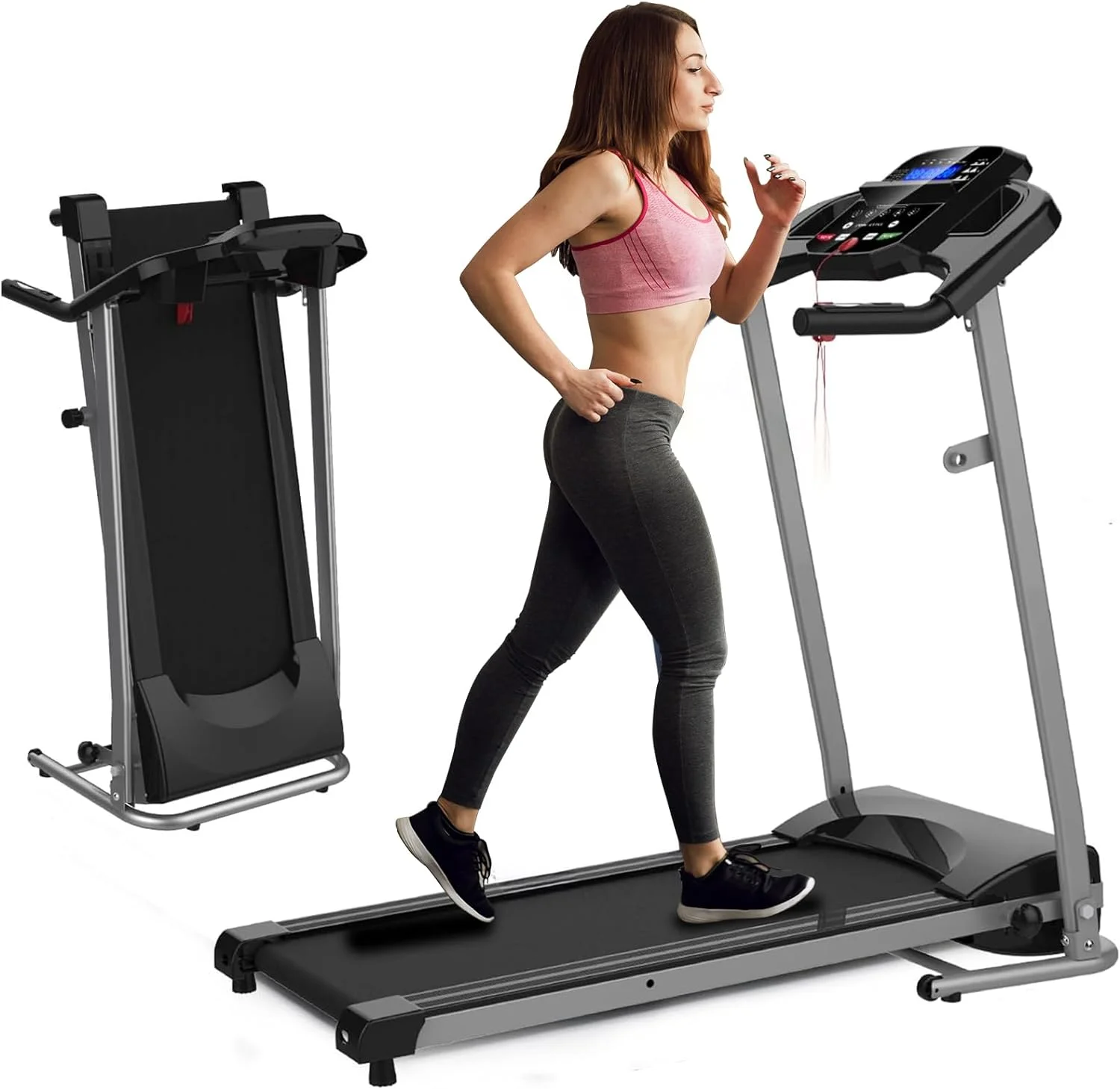 IM Lashes Folding Treadmill, Electric Running Walking Exercise Machine with 0.8 - 12 km/h Speed, 12 Preset Programs - Womvr