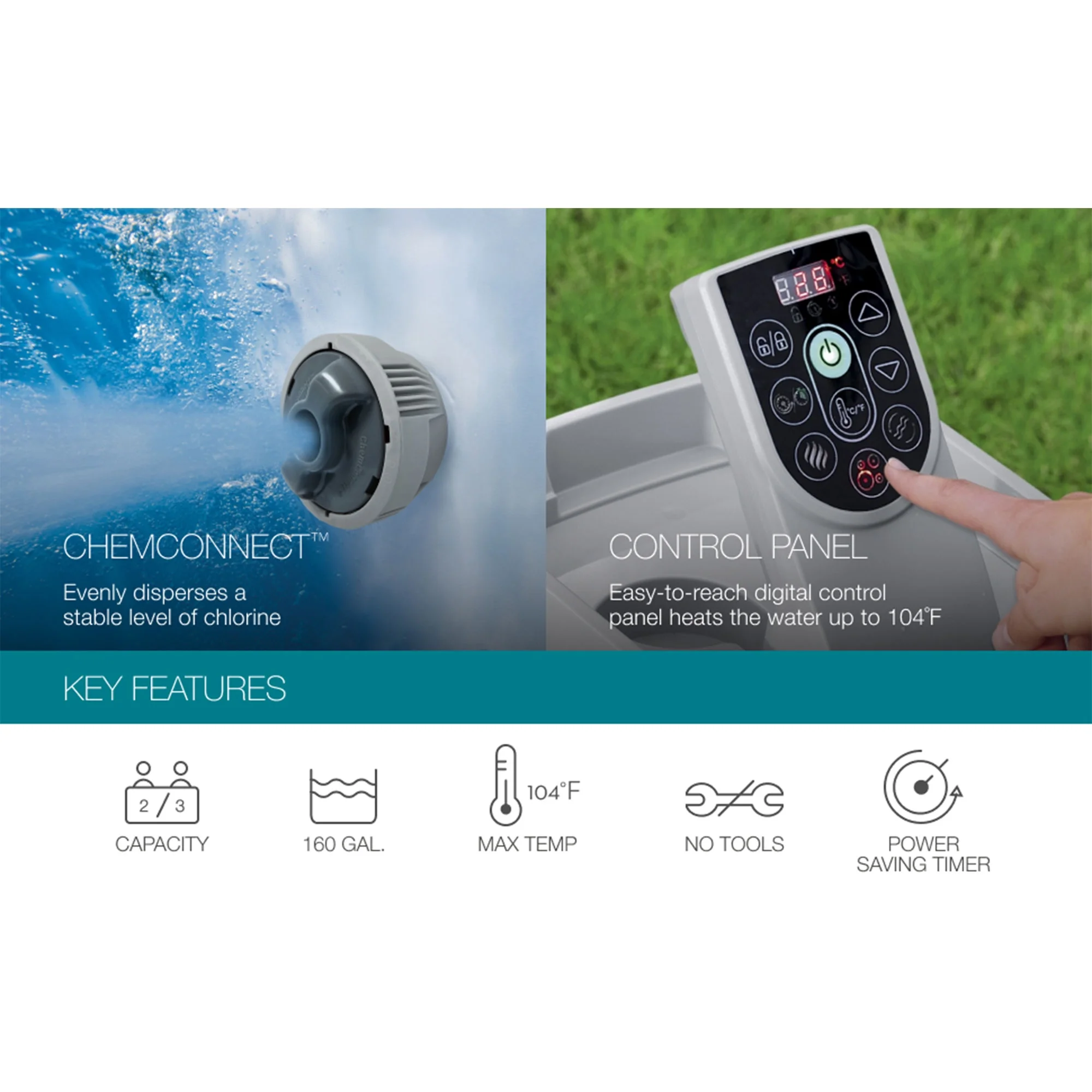 Bestway SaluSpa Aruba AirJet Inflatable Hot Tub w/ EnergySense Cover, Grey - Womvr