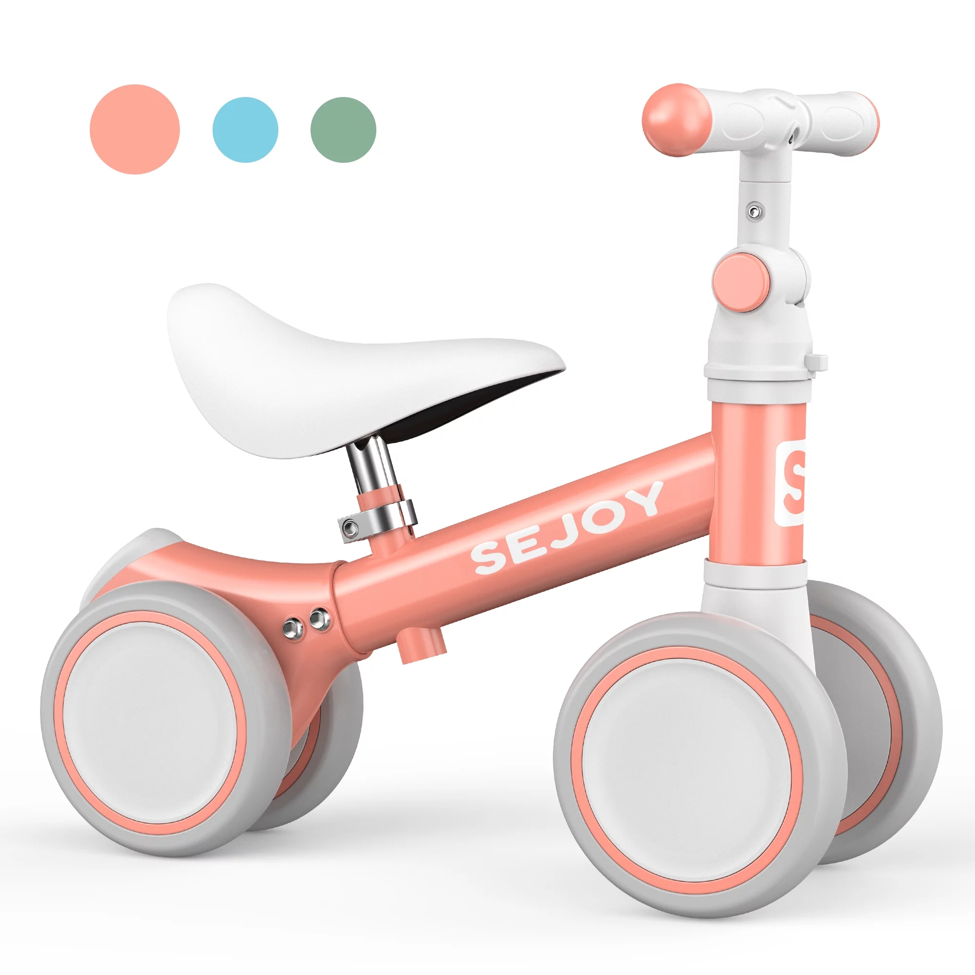 Sejoy Baby Balance Bike, Toddler Baby Bicycle with 4 Wheels for 10-36 Months, Adjustable Handlebar Baby Outdoor Bike Riding Toy, First B-day Gift - Womvr