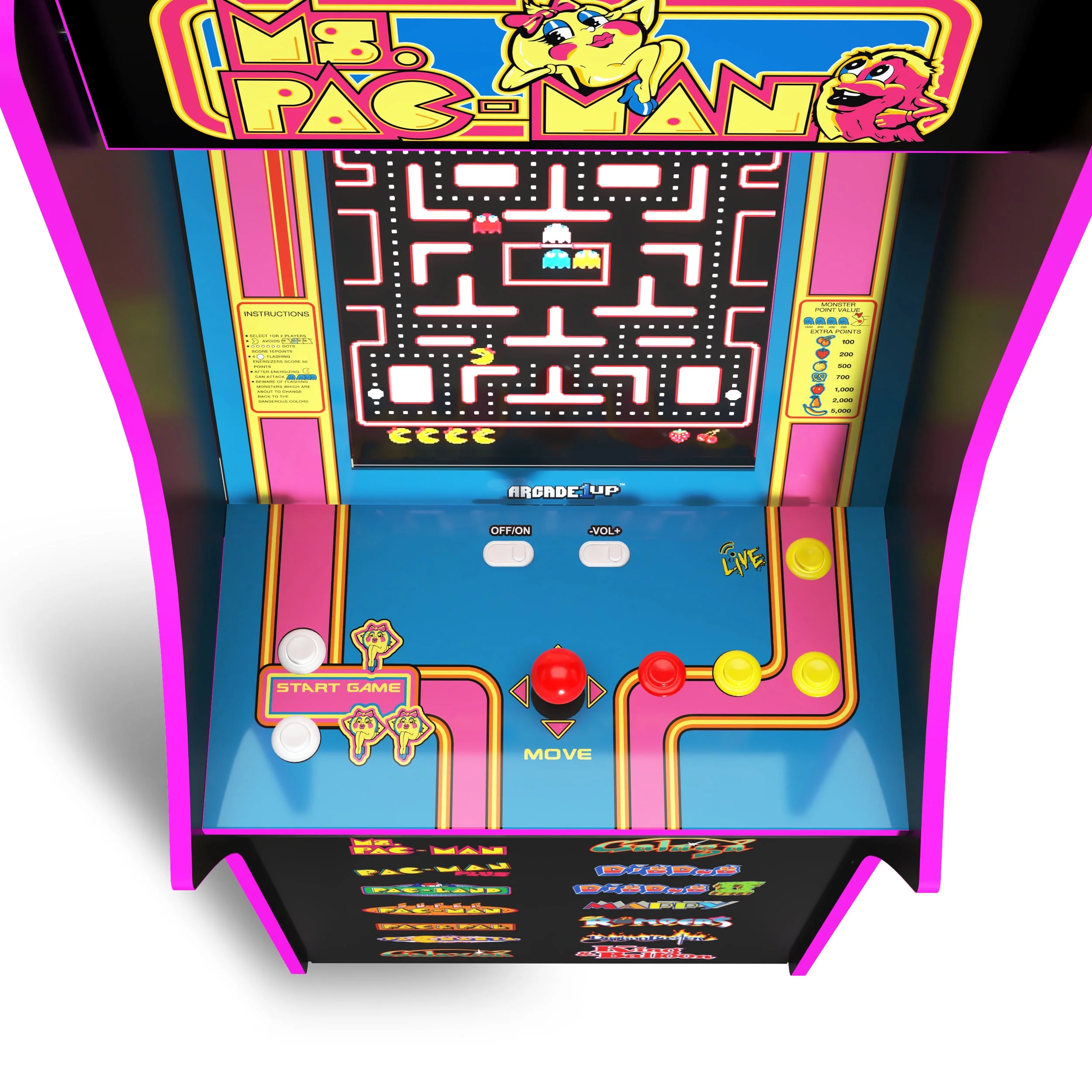 Arcade1Up Ms. PAC-MAN Classic Arcade Game, built for your home, 4-foot-tall stand-up cabinet, 14 classic games, and 17-inch screen - Womvr
