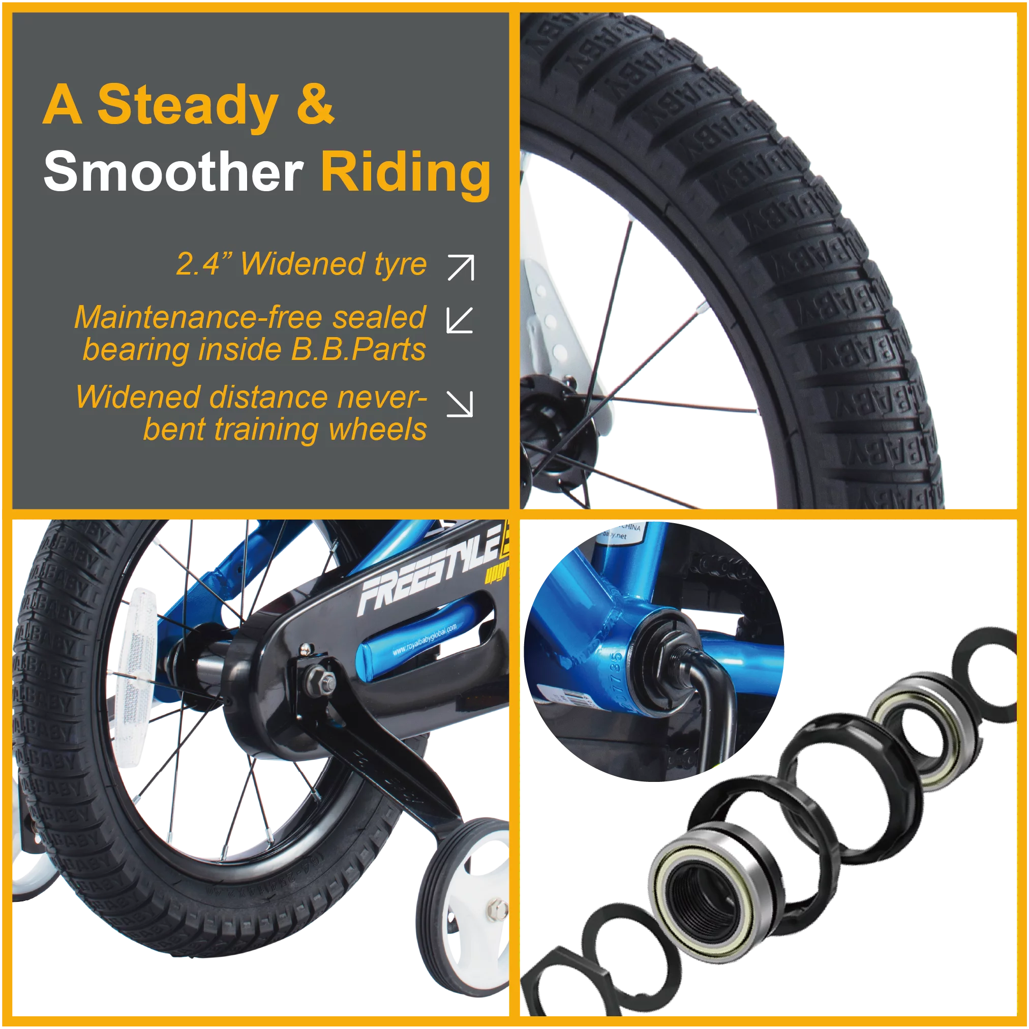 Royalbaby Freestyle Kids Bike 12 14 16 18 20 Inch Bicycle for Boys Girls Ages 3-12 Years, Multiple Color Options - Womvr